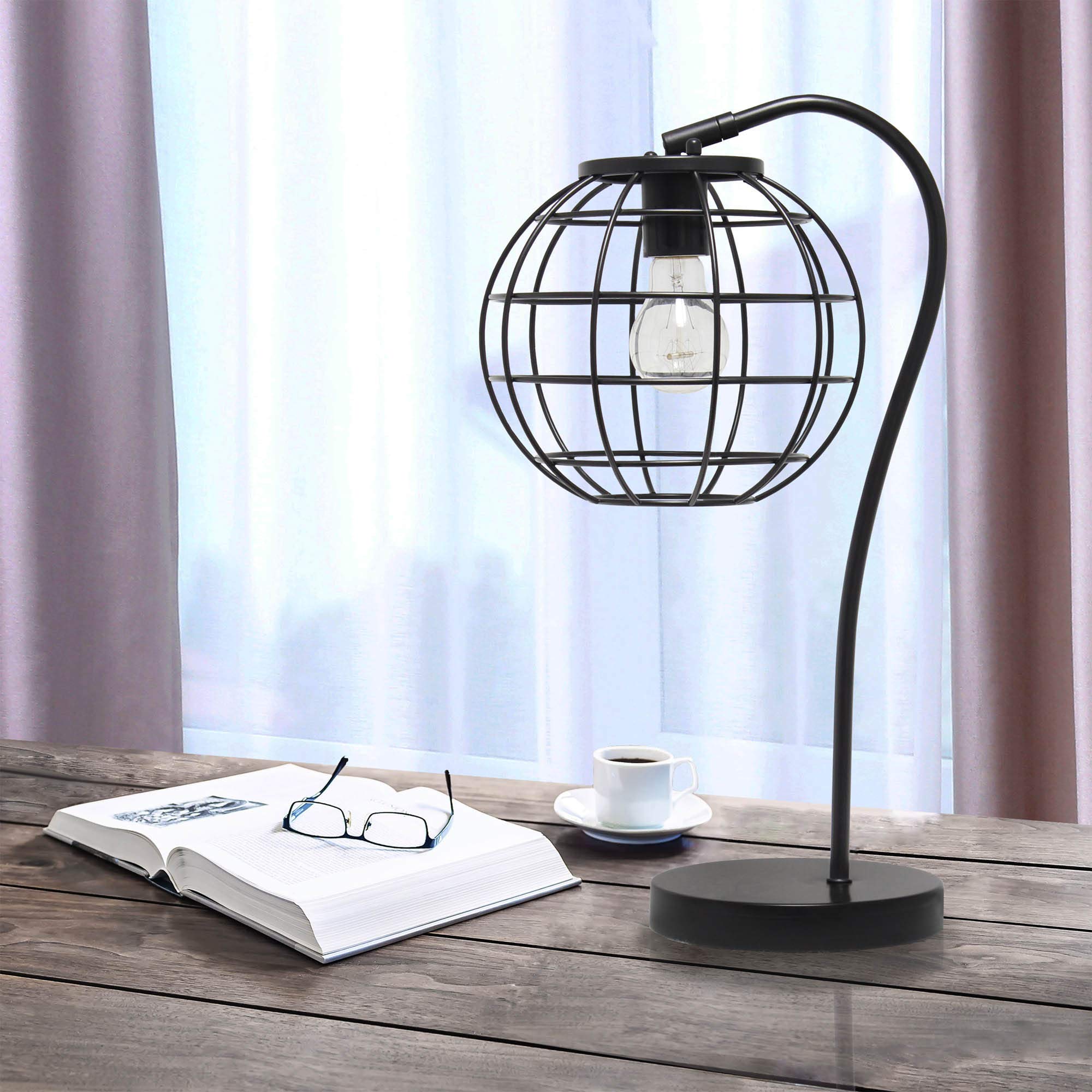 Lalia Home Decorative Arched Metal Cage Table Lamp, Black