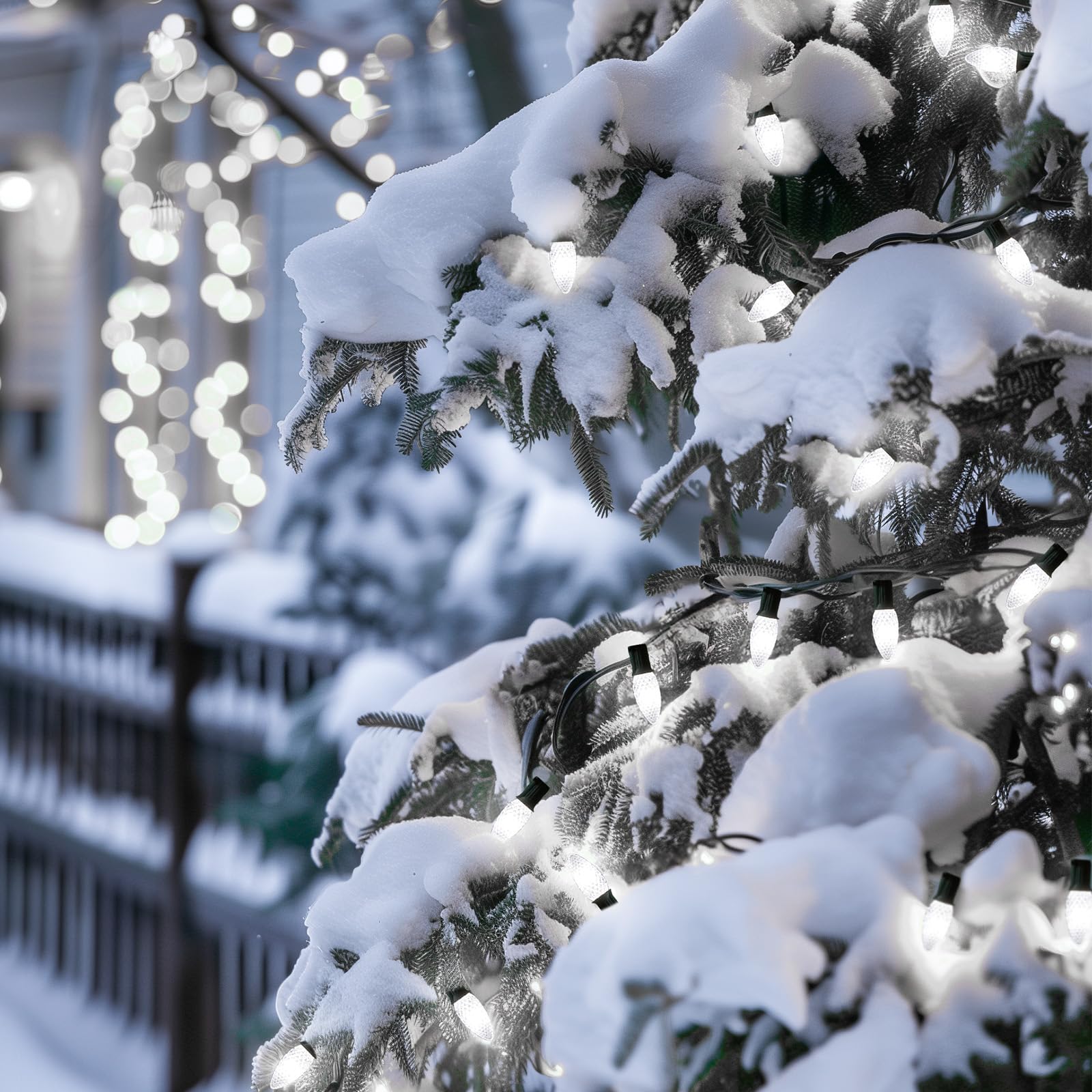 Minetom C9 LED Christmas Lights, 150 FT, 75 LEDs, Connectable, UL Certified, Pure White