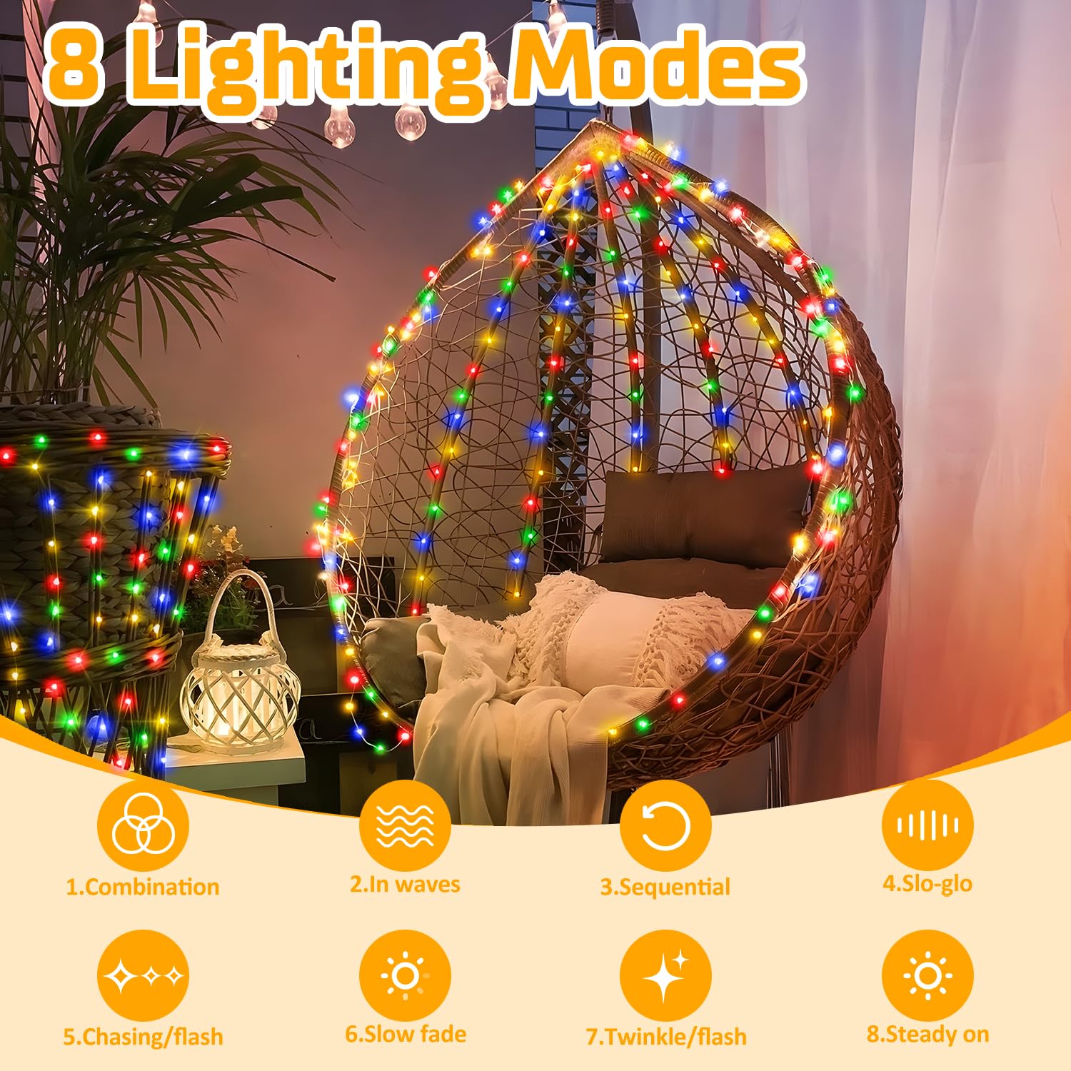 Xurisen 2Pack 33Ft 200Led Multicolor Fairy Lights, Waterproof Twinkle String Lights For Decor
