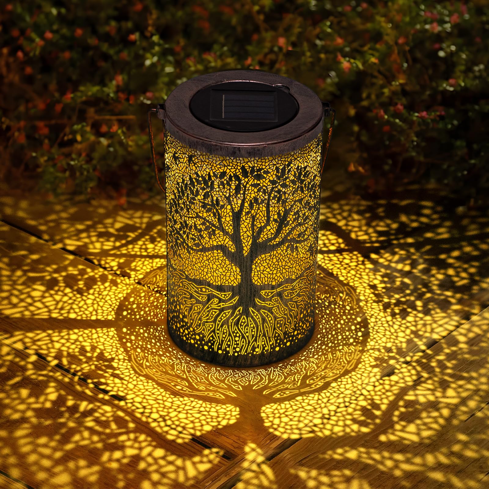 Solar Lantern Outdoor Waterproof Hanging Tree of Life Garden Decor Big Tree Solar Powered Light Gifts for Women Metal LED Table 