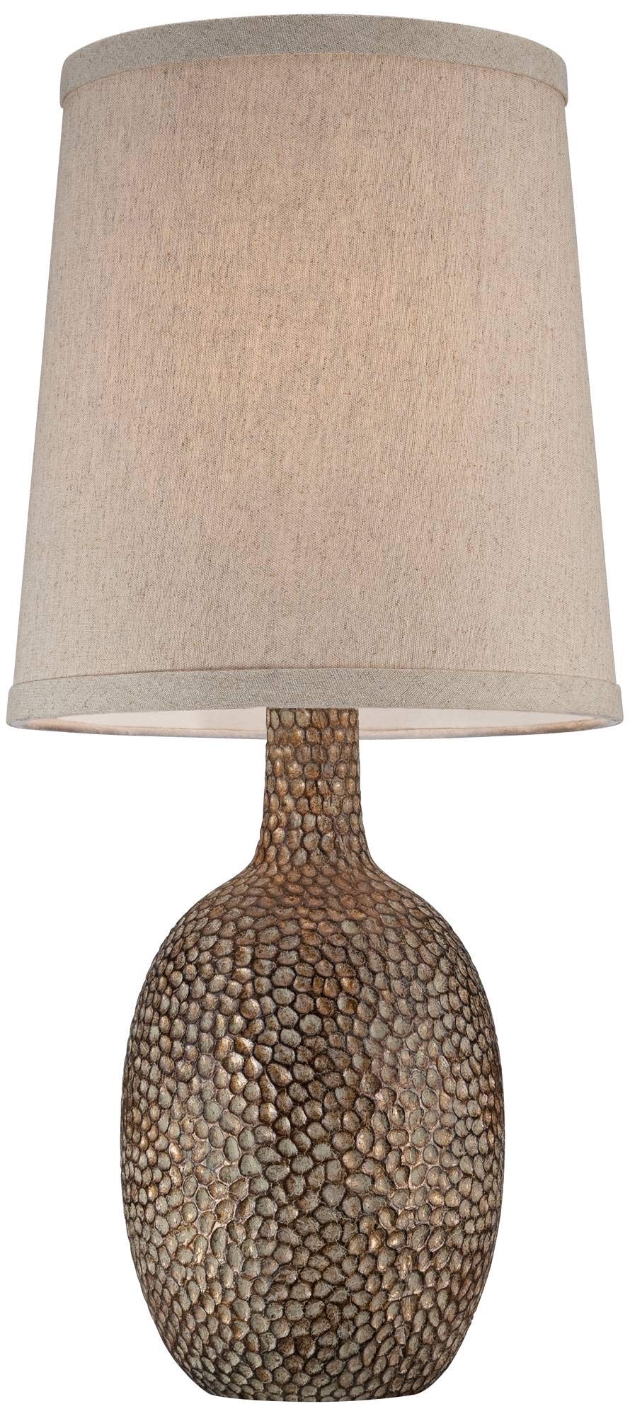 360 Lighting Rustic Farmhouse Accent Table Lamps Set of 2 Antique Bronze 23.5in Tall Natural Linen Shade Model 16Y75