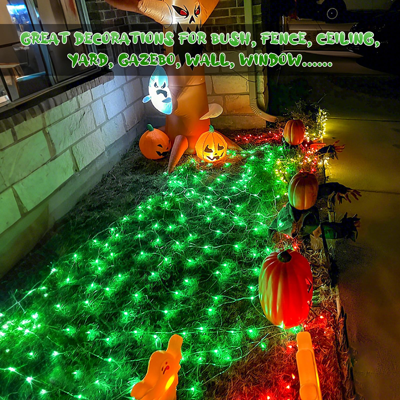 JMEXSUSS 200 LED Green Net Lights, 9.8ft x 6.6ft Outdoor Christmas Lights, Model EXS-N-0200, Plastic Material