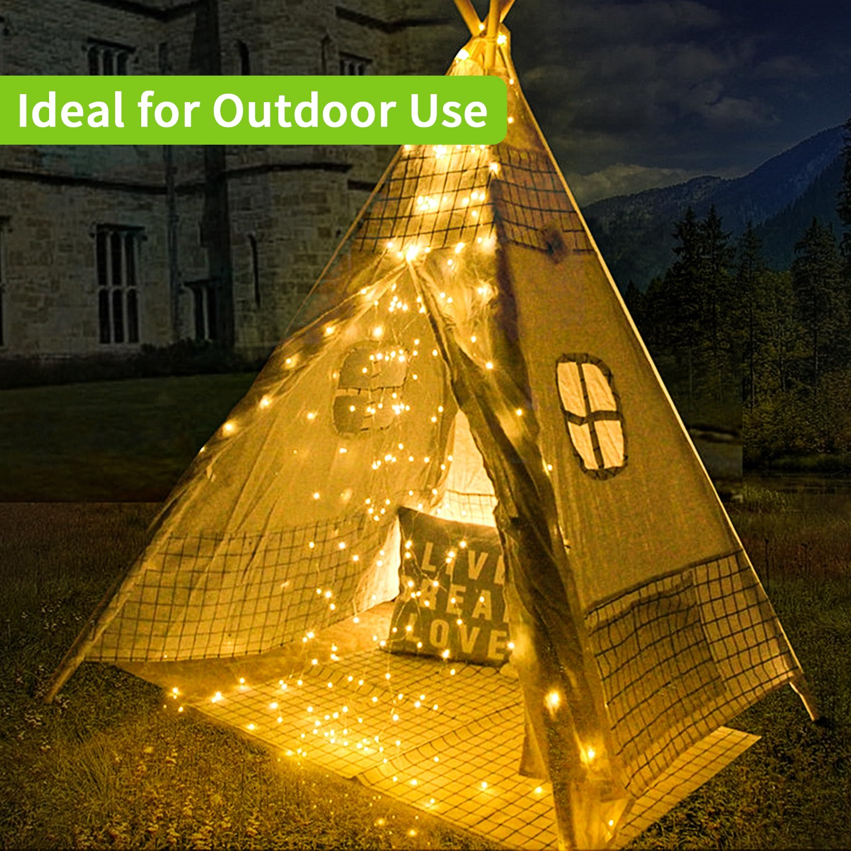 ALENEY Solar String Lights Outdoor, 66ft, 200 LEDs, Waterproof Warm White Fairy Lights for Patio, Yard, Christmas, Halloween, Wedding Decor