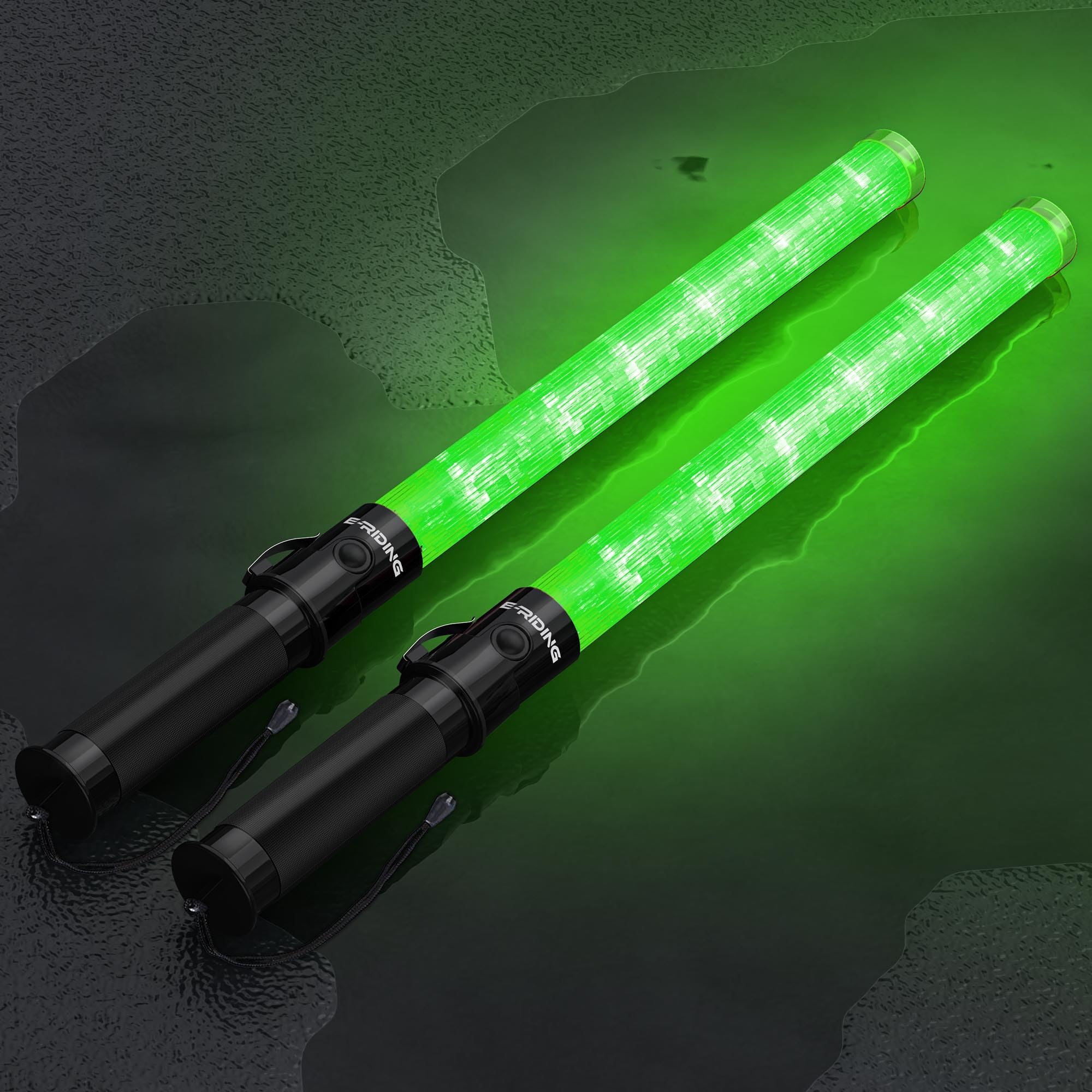 E-riding 2 Pack Traffic Wand, 21 Inch Traffic Control Wand with 3 Flashing Modes & Side Clip, LED Safety Baton for Traffic Contr