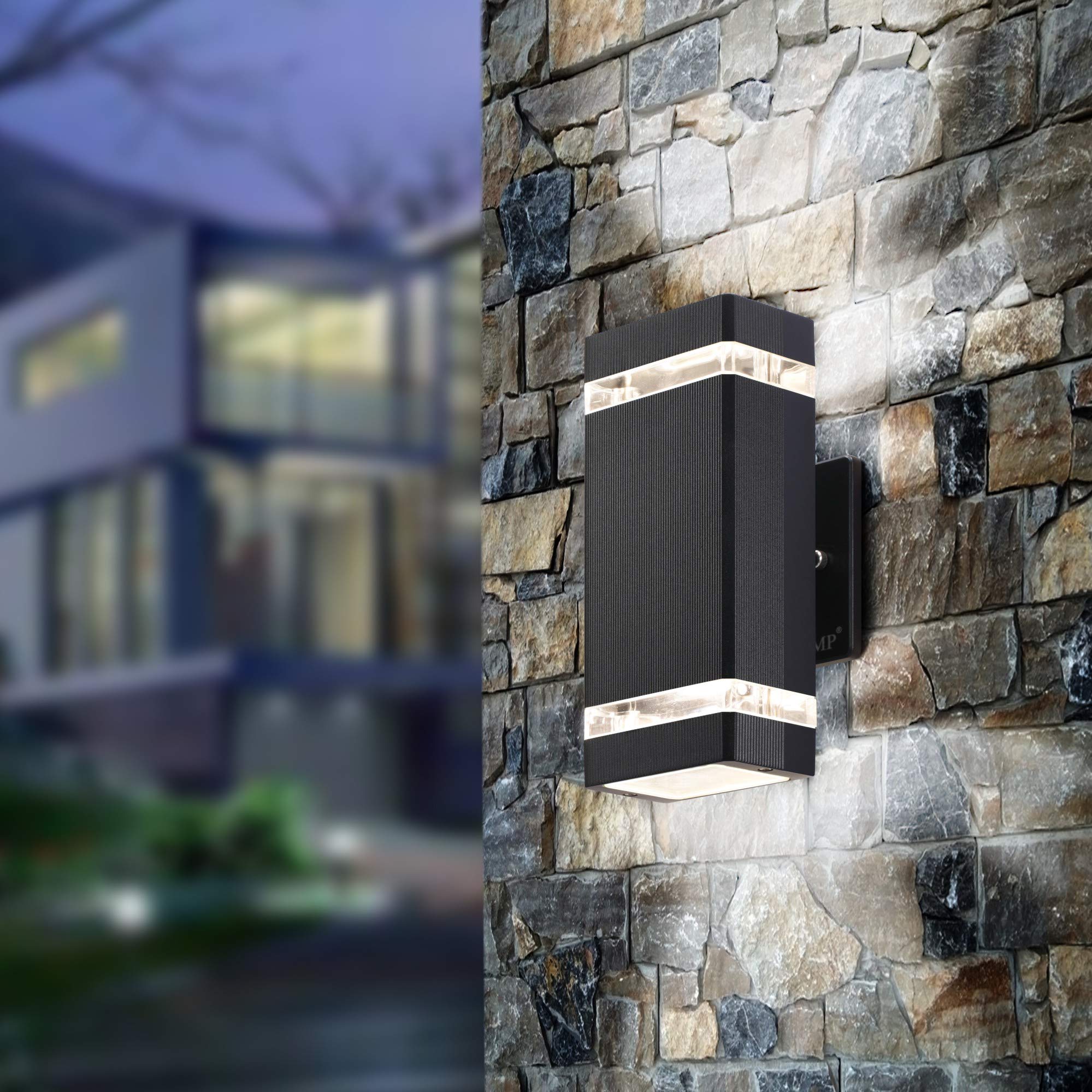 LMP LED Outdoor Wall Lights, 4 Pack, Aluminum, 3000K, 5W, Black, Model ZY-B1046C4HEI