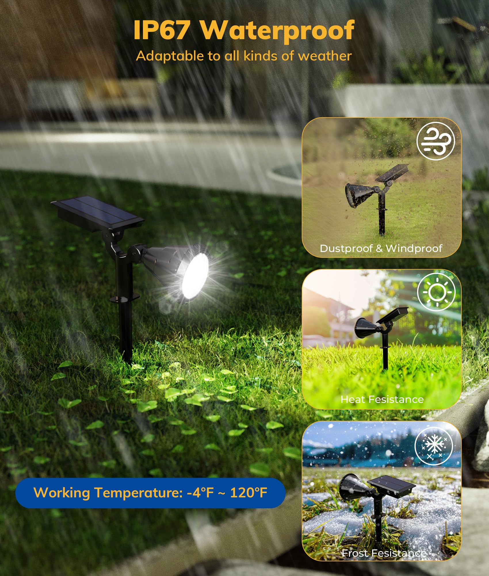 NBKLS Solar Spot Lights - 21 LED Outdoor Lights, 4 Pack, Waterproof, Auto On/Off, White, Model WHITETY002YDD