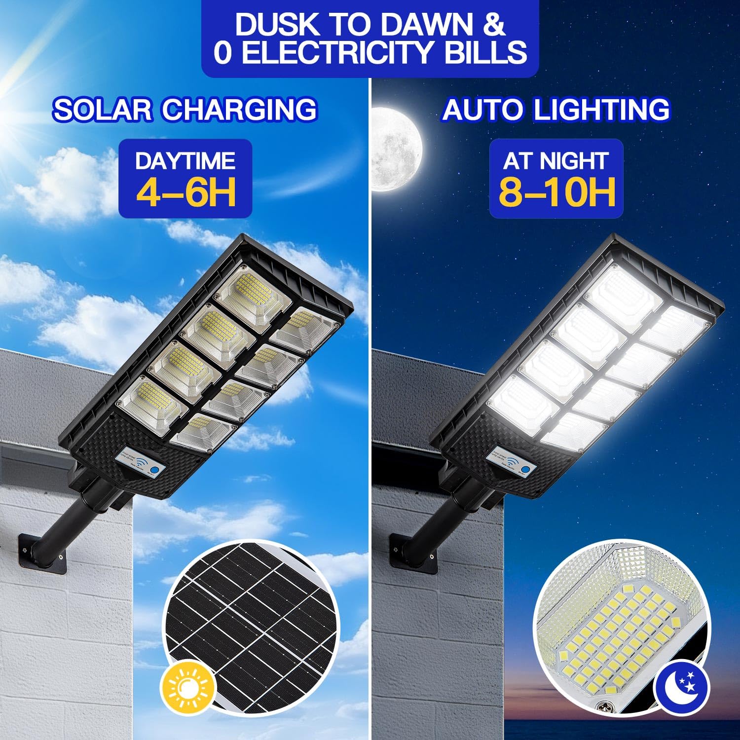 Yointhit Waterproof Solar Lights - Dusk to Dawn Motion Sensor, 800W-2PACK, Metal, High Brightness Garden Pathway Lamps - 2 Pack