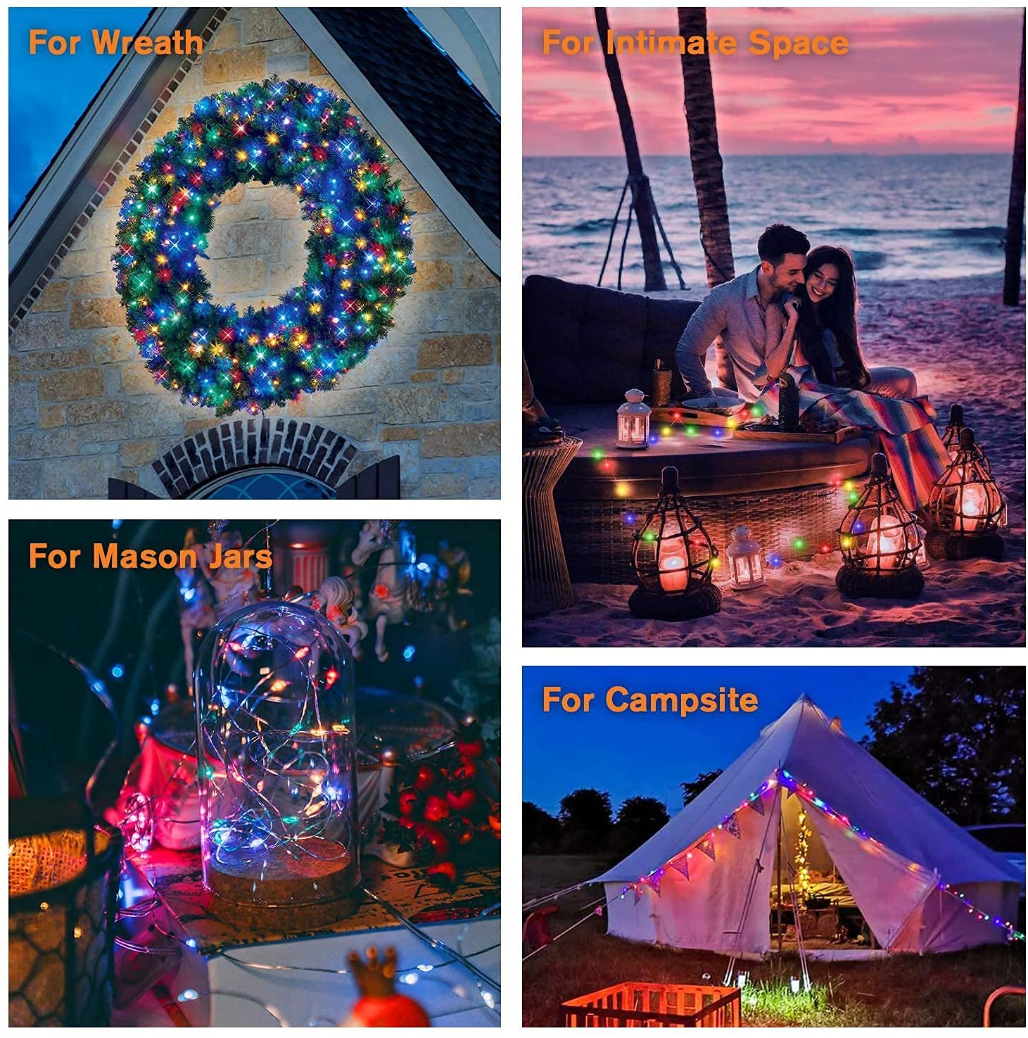 Qitong 4 Pack Solar Fairy Lights 400 Led Multicolor Outdoor Waterproof String Lights