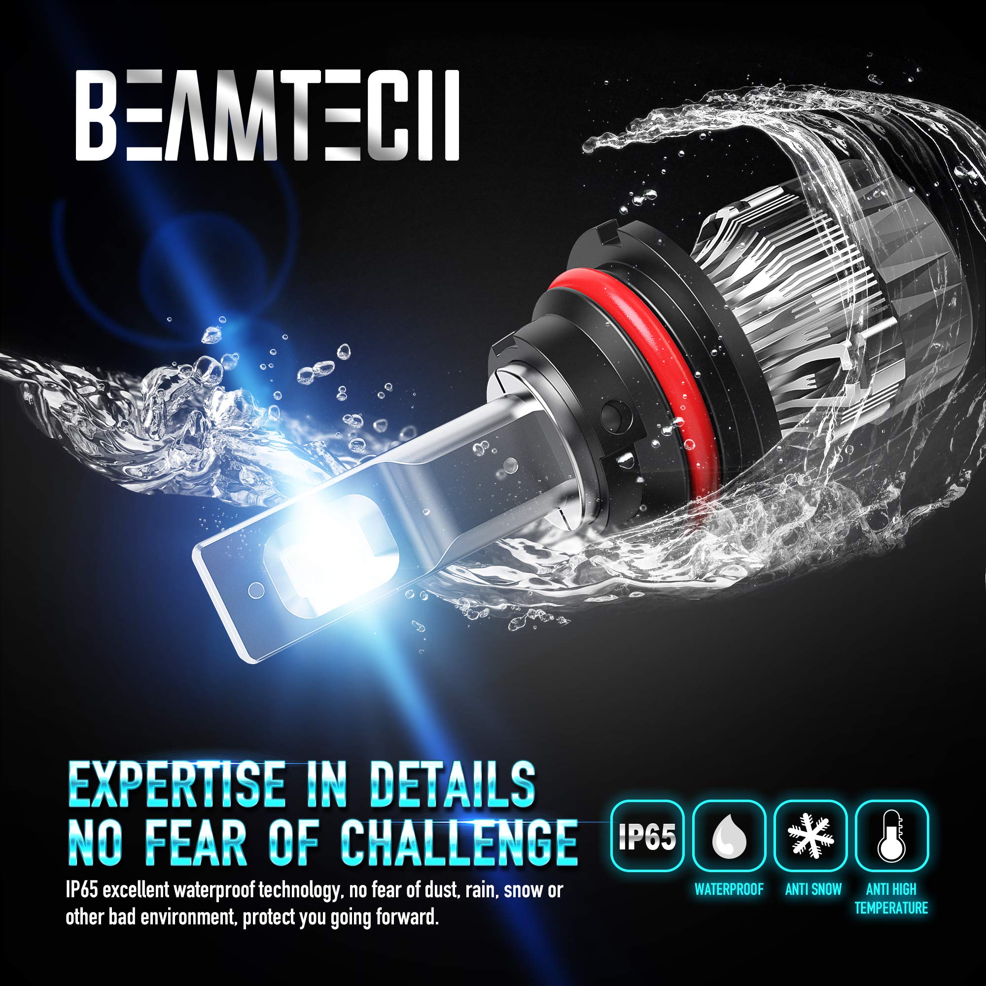 BEAMTECH HB5 Fog Light Bulbs, 6500K, Aluminum, Compatible with 90-07 ATV/UTV, Size 9007