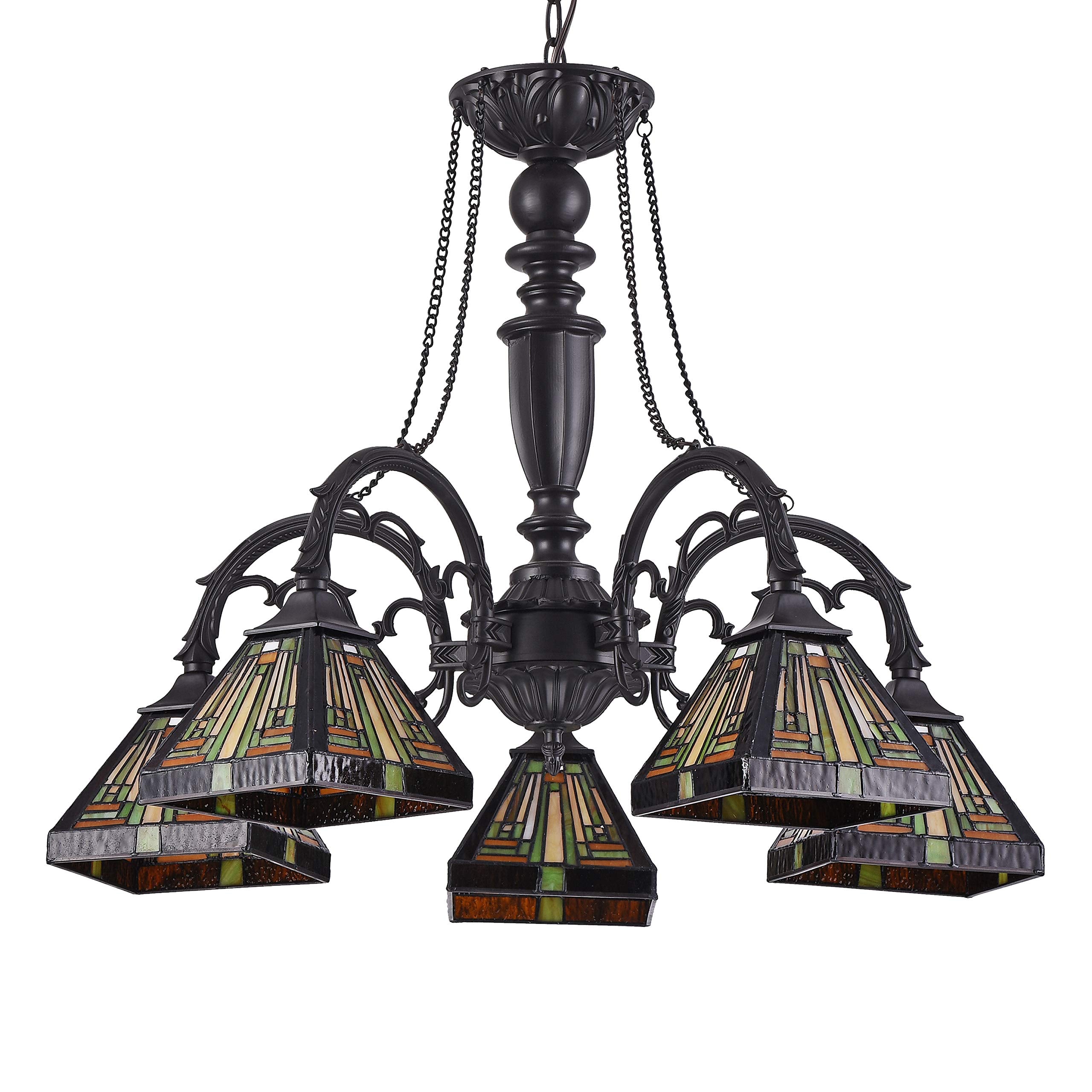Chloe Lighting Innes Tiffany-Style Chandelier, 5 Light, 27in Wide, Stained Glass, Model CH33359MR27-DC5