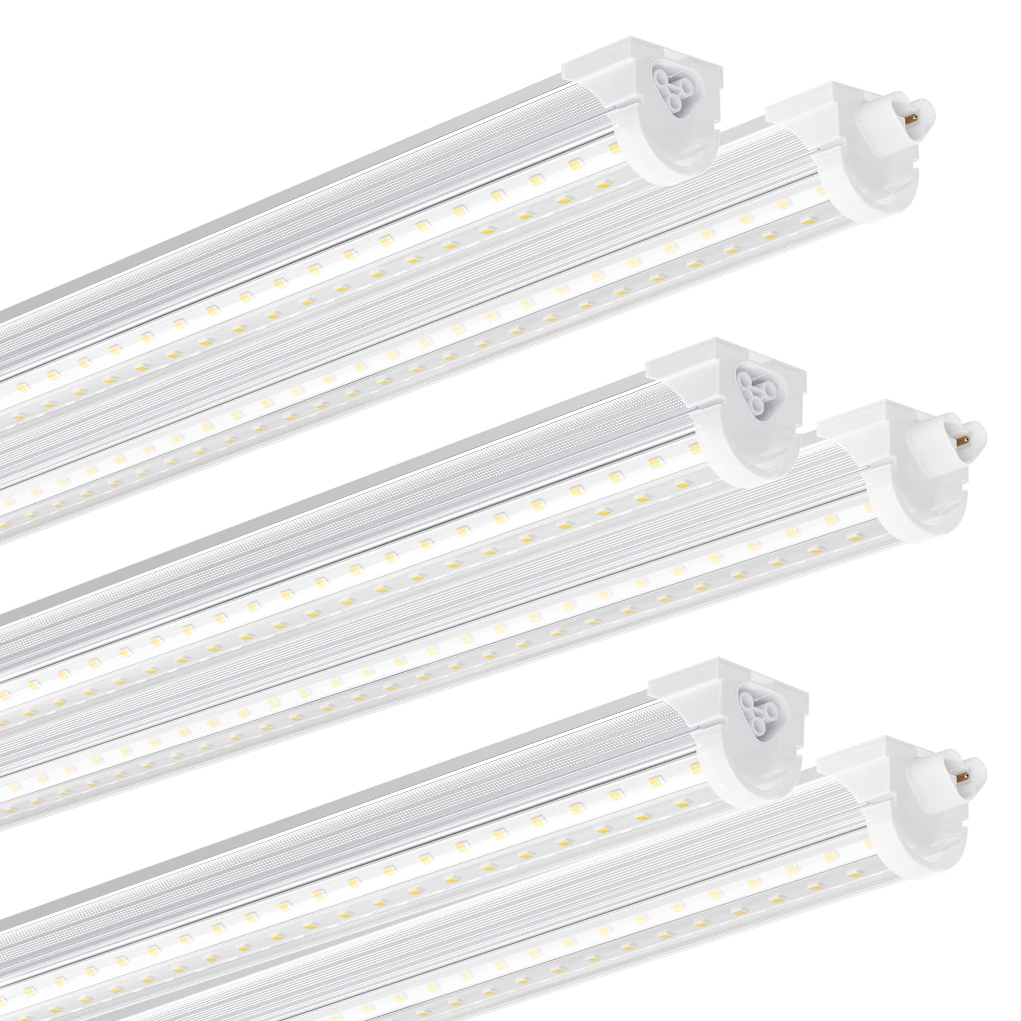 Ensenior 4FT LED Shop Lights, 6000K Clear White, 5000LM, U-Shaped Linkable, Model T8-4F-60K-06-WH