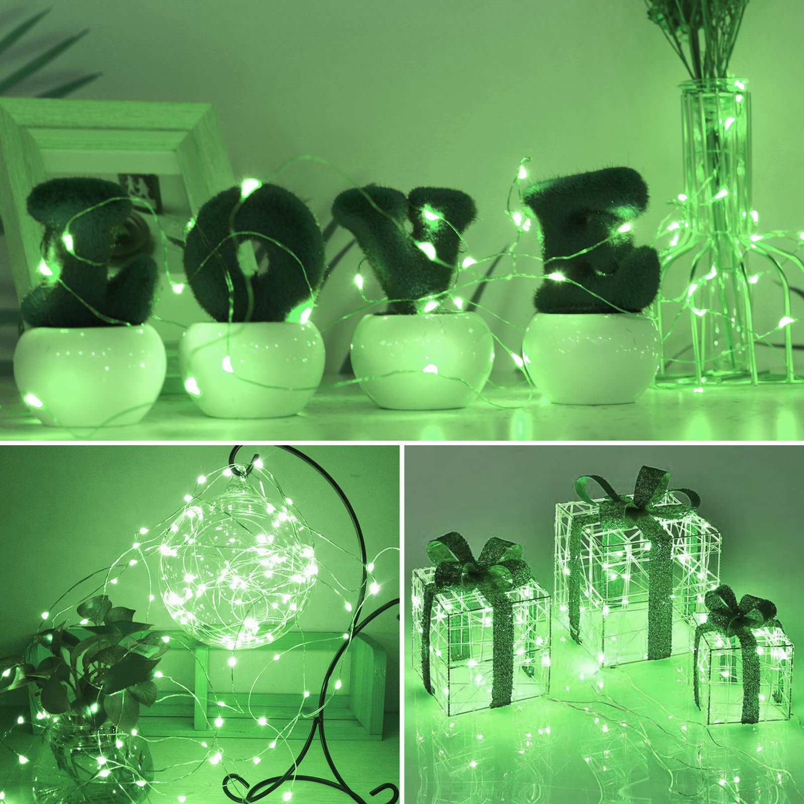 kolpop 30 Pack LED Fairy Lights, 7FT 20 LED Mini Twinkle String Lights, Battery Operated, Waterproof, Green