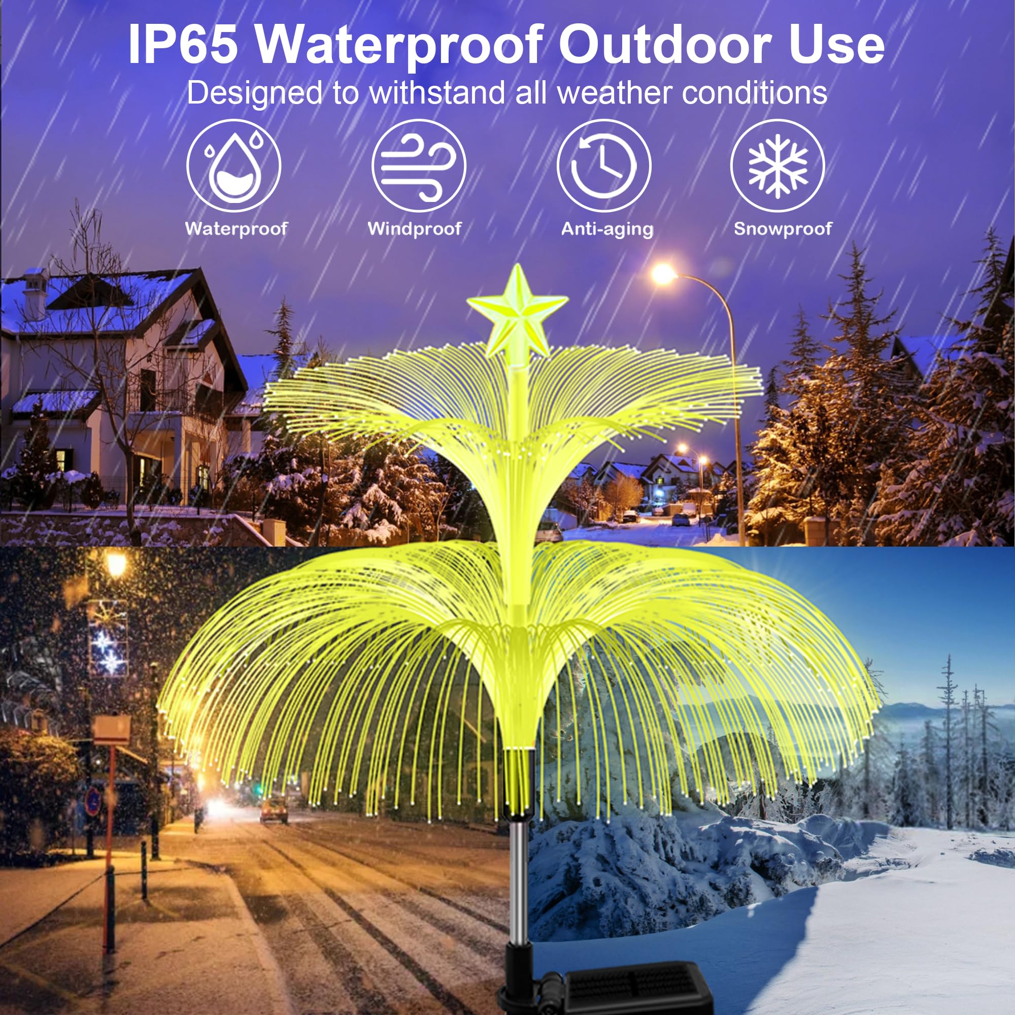 Solar Christmas Lights  4 Pack Solar Star Jellyfish Lights 7 Color Changing Fiber Optic Light Gardening Gifts For Mom Grandma Women  Flower Light For Outdoor Yard Garden Decor