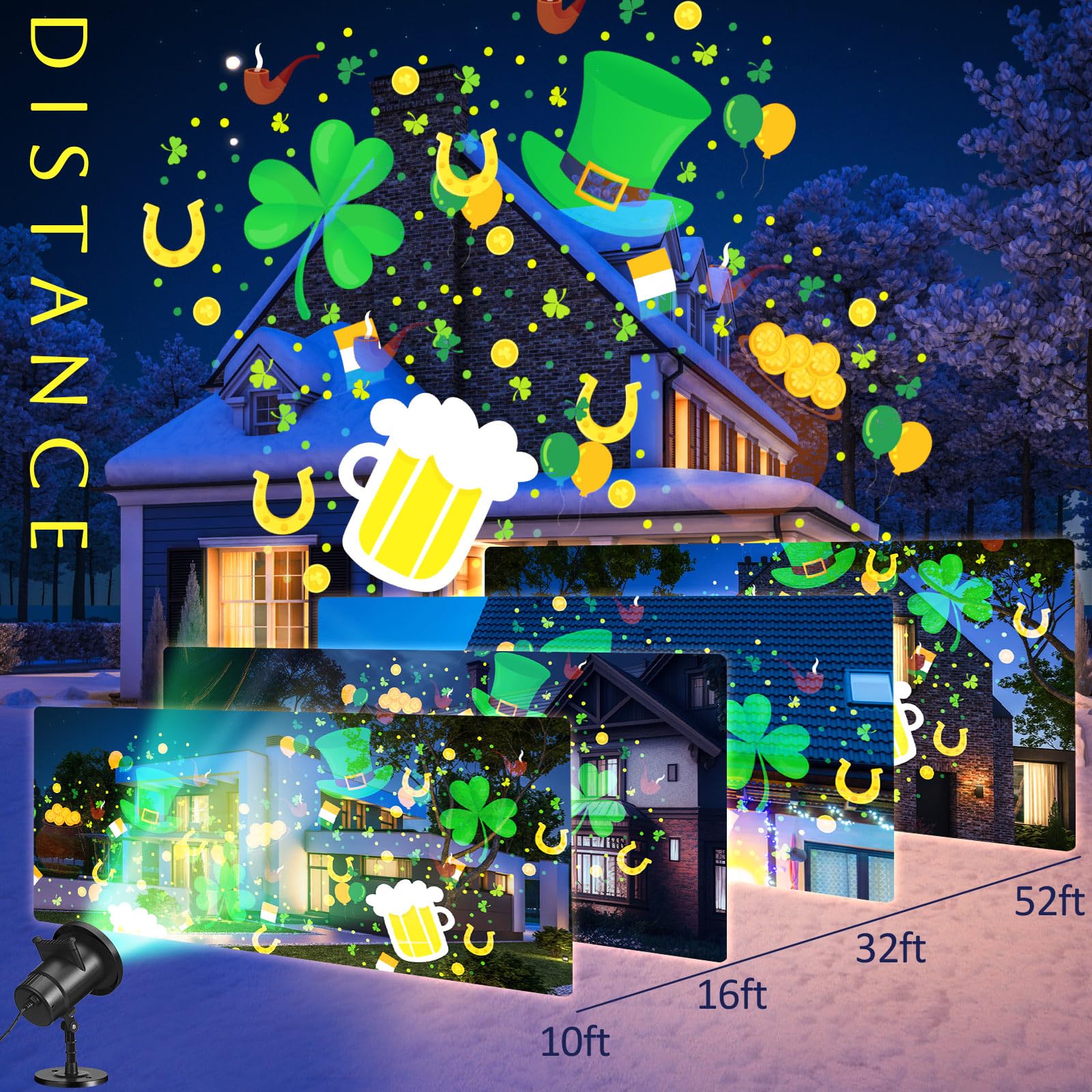 Lingvee Holiday Projector Light - LED Waterproof Landscape Lamp with 1 Film, Black Body for Outdoor Parties