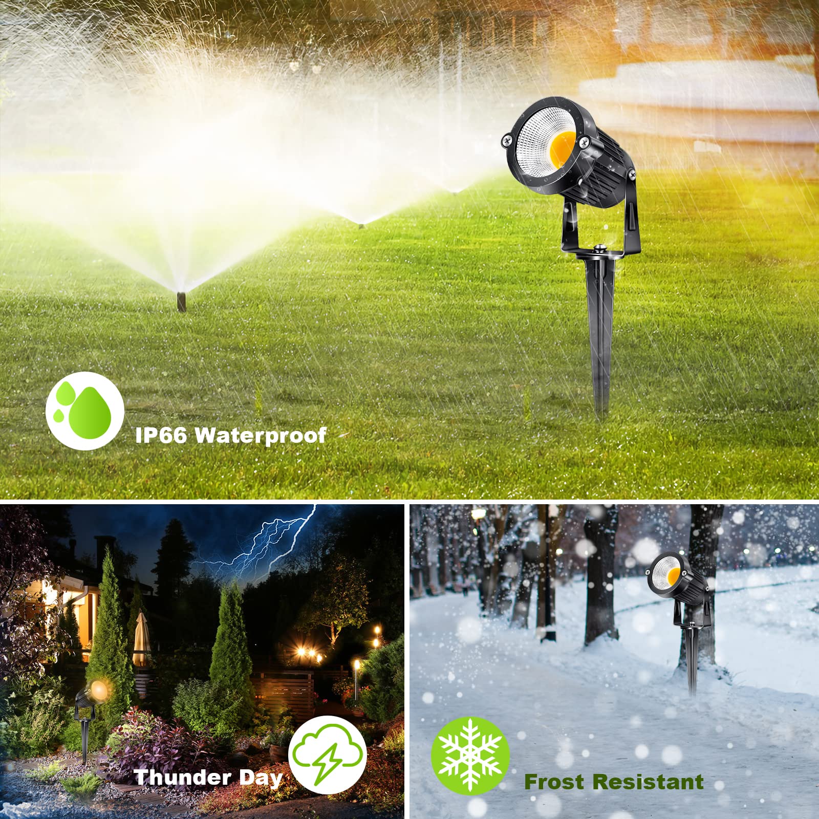 Aledeco 5W Low Voltage Landscape Lights, 12V Led Spotlights, 3000K Warm White, Waterproof,