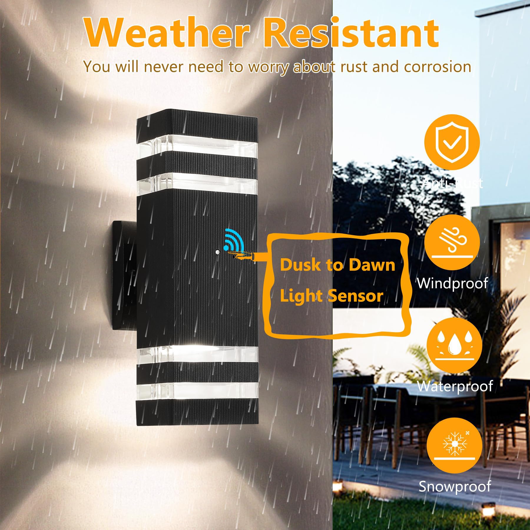 ZSMAIKU 6 Pack LED Outdoor Wall Lights, 14W IP65 Waterproof, 3000K 1100LM, Jet Black, Modern Design for Porch and Garage