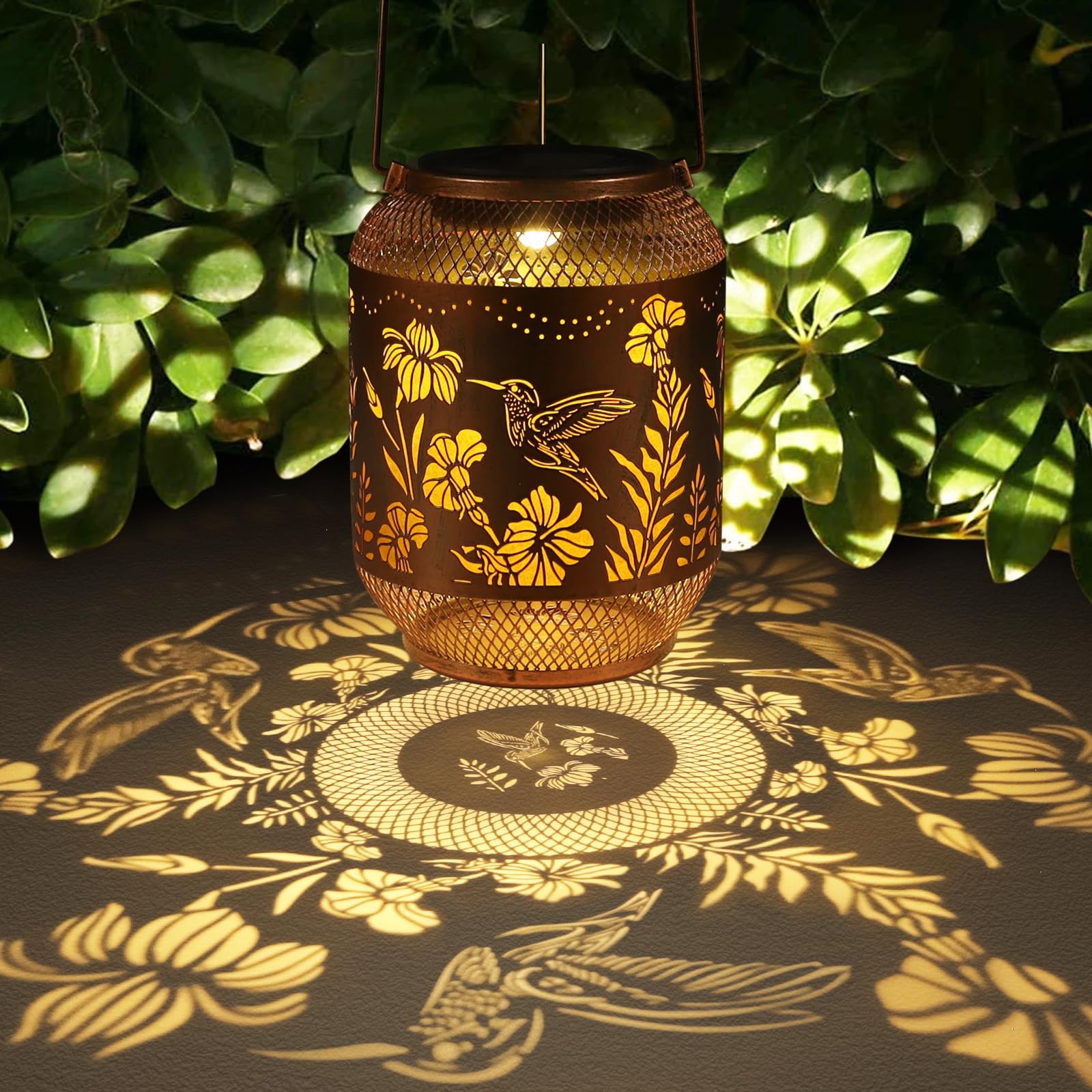 Solar Lanterns Outdoor Waterproof, Birthdays Gifts For Women Mom And Grandma, Metal Hanging Lanterns Hummingbird Decor Garden De