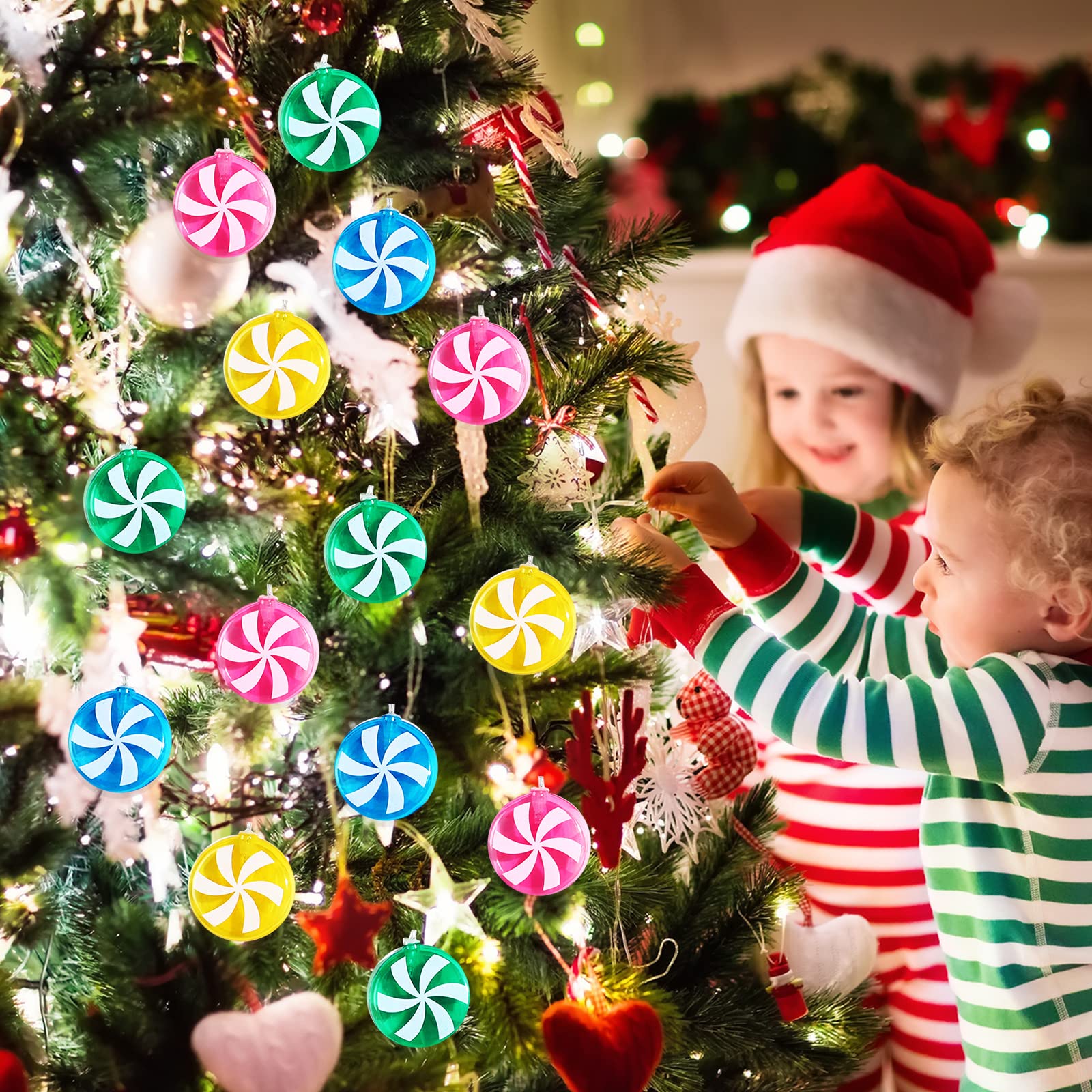 Honoson Candy Cane String Lights Candyland Decoration 5.5Ft 10 Led Battery Operated Fairy Lights Cute Sweet Peppermint Bulbs Outdoor Indoor Birthday Wedding Home Patio (Multi Color, 2 Pcs)