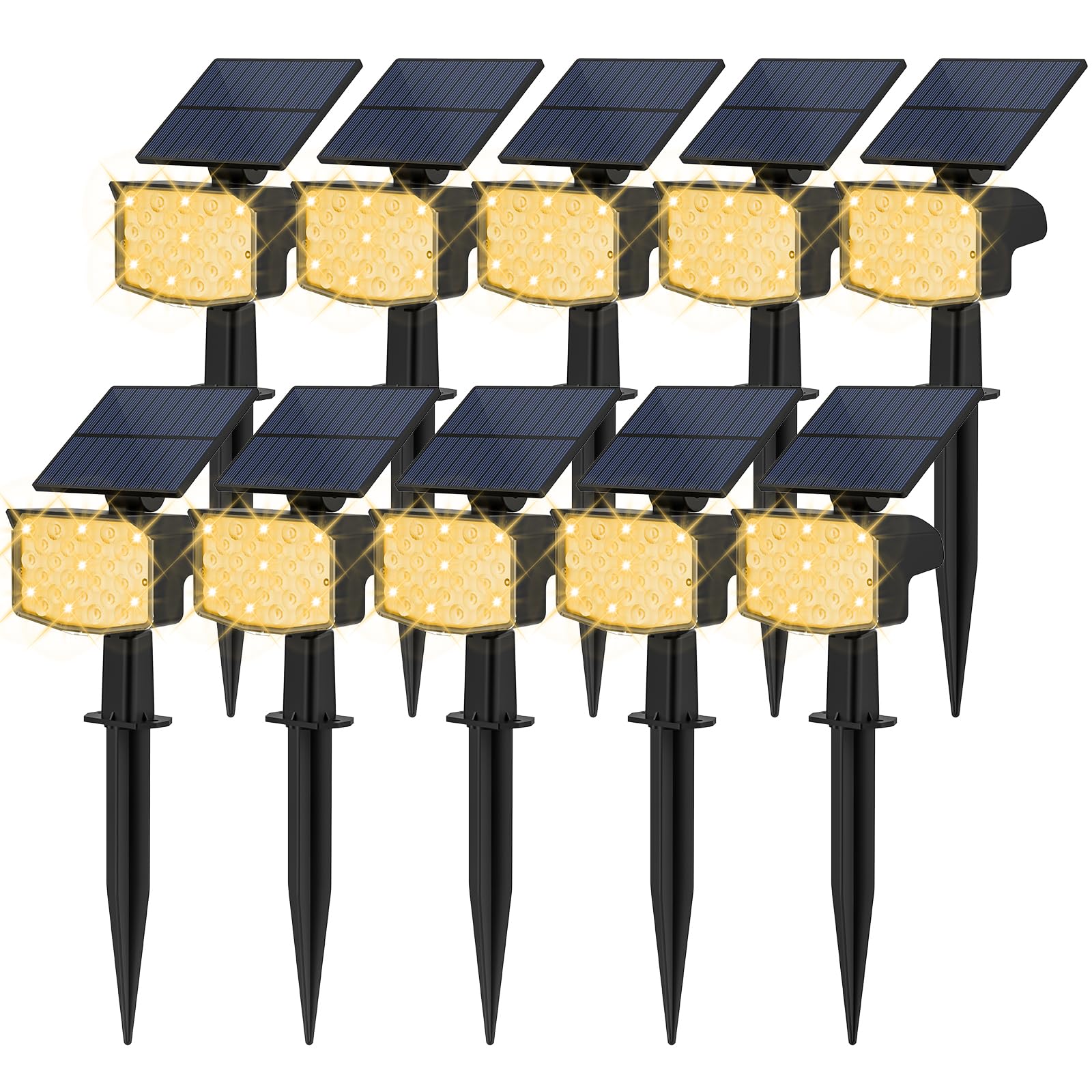 NACINIC Solar Spot Lights Outdoor Waterproof Adjustable 10 Pack Warm White