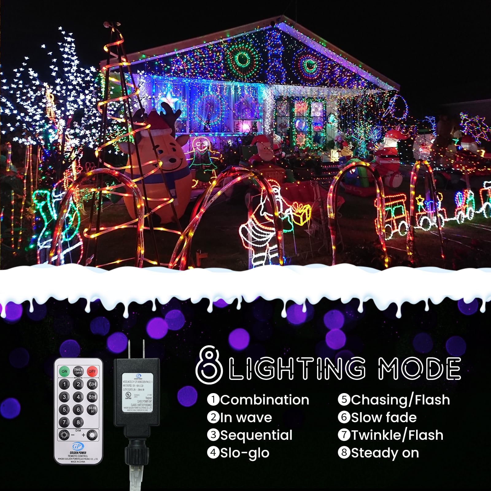 Lycklig 200 Led 29Ft Plug In Multicolor Indoor/Outdoor String Lights With Remote, 8 Modes, Timer, Dimmable, Waterproof