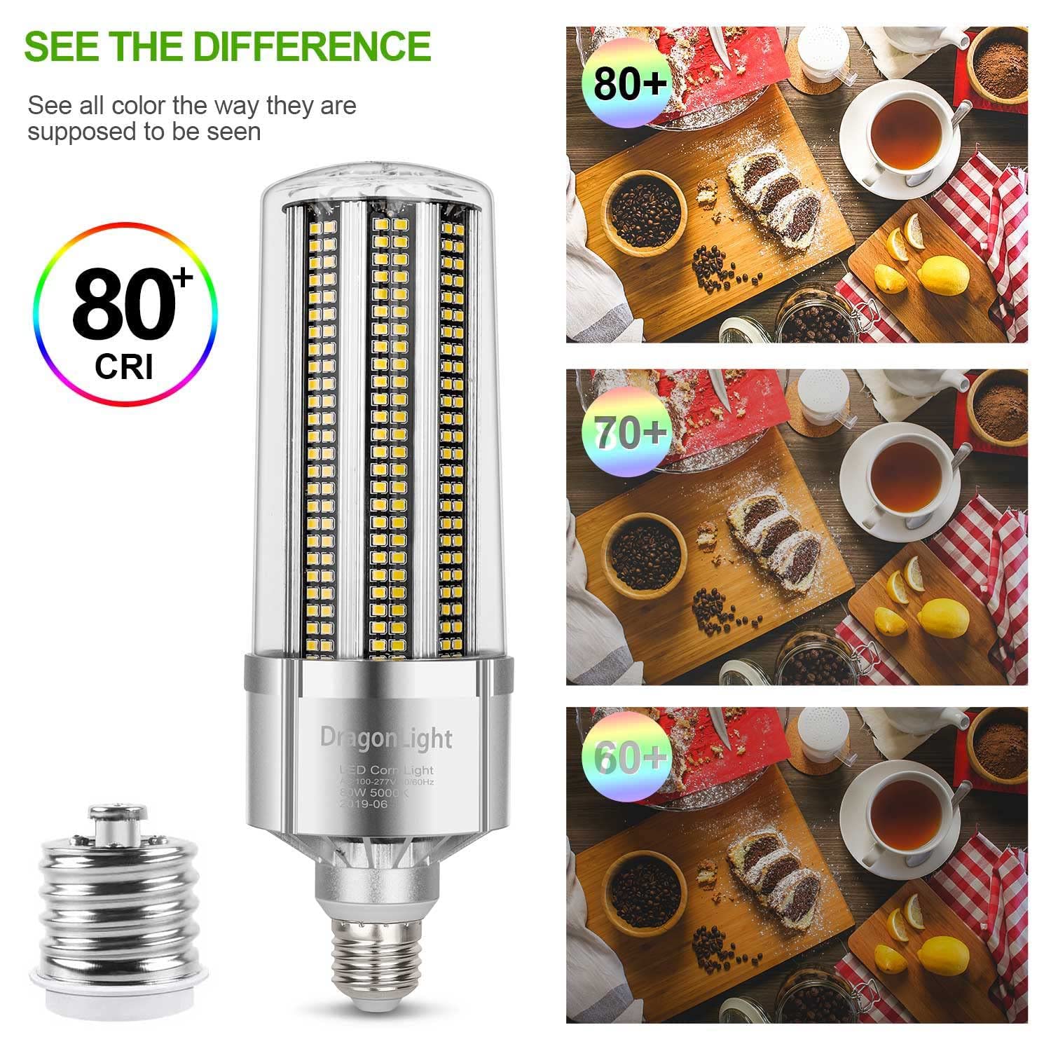 DragonLight 120W Corn LED Light Bulb, E26/E39 Base, 5000K Daylight, 14,400LM, Aluminum, Model GDL-C6-120W