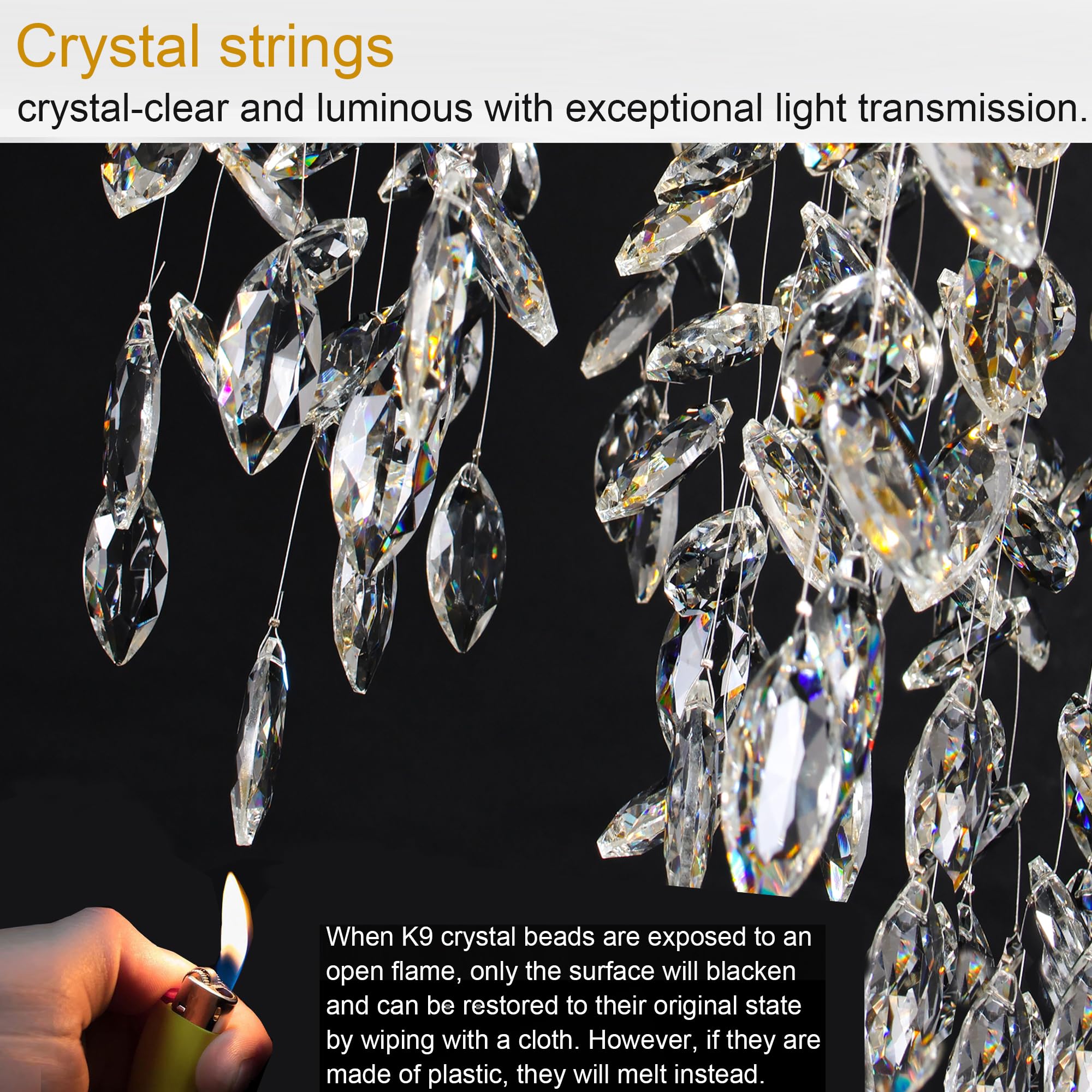 Puvaue Crystal Tree Branches Chandeliers Round Gold Raindrop Pendant Light Fixture 15 Lights For Dining Room Bedroom Living Room