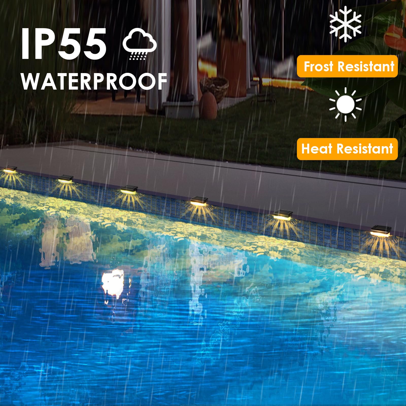 Mancra Solar Step Lights Outdoor, 16 Pack Solar Deck Lights Waterproof Outdoor Lighting For Patio Fence Stairs Post Railing Yard