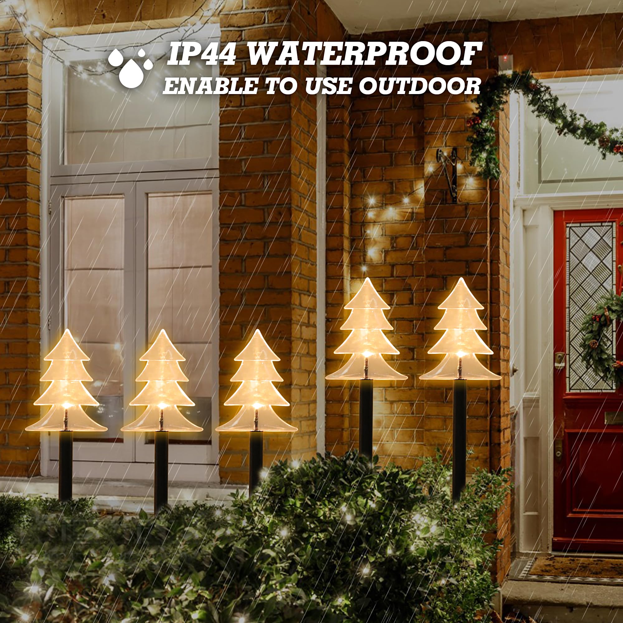 ooLALoo Solar Led Pathway Lights Christmas Tree Path Light for Christmas Holiday Decoration Waterproof Garden Light Yard Decorat