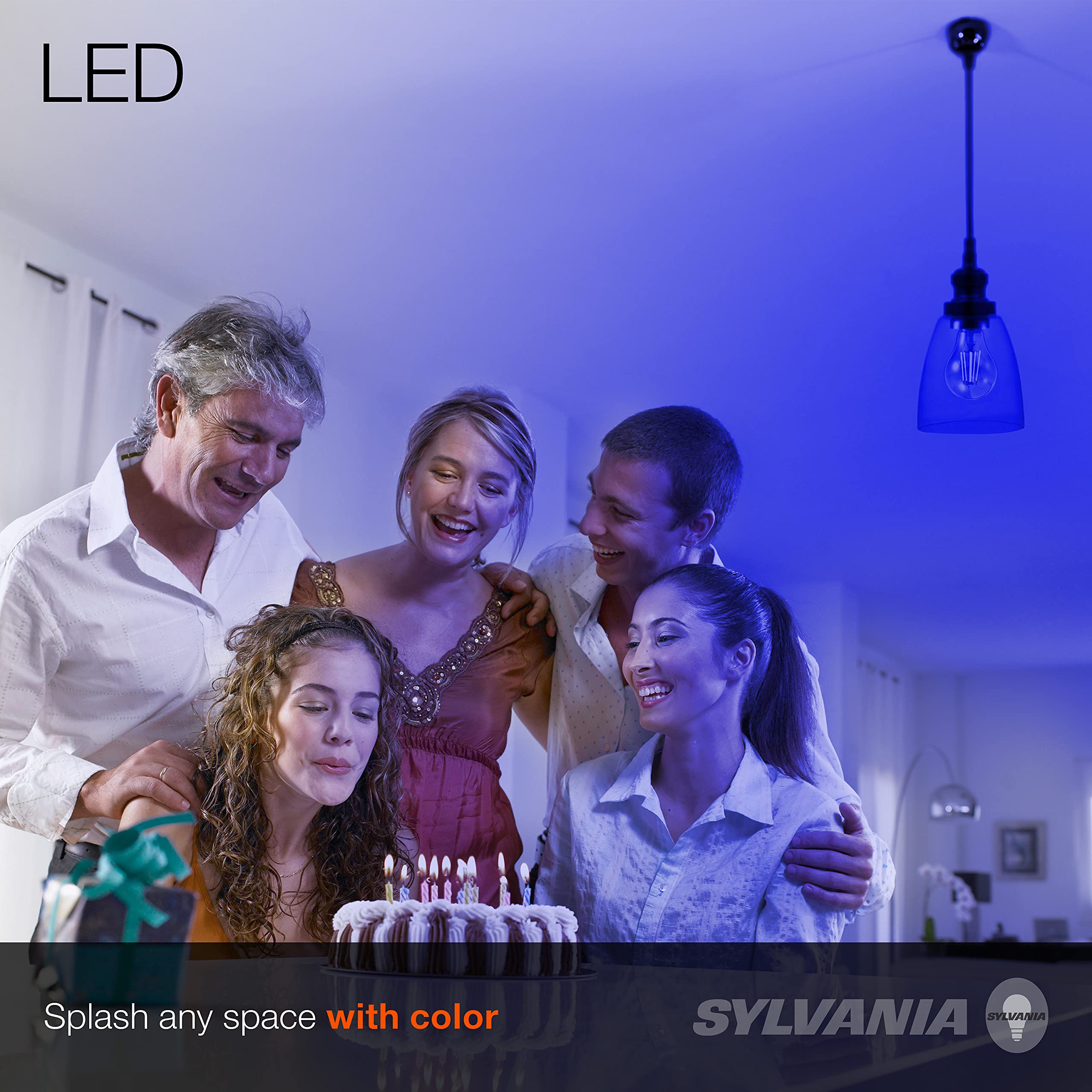 Sylvania Led Blue Glass Filament A19 Light Bulb, Efficient 4.5W, 40W Equivalent, Dimmable, E26 Medium Base - 1 Pack (40304)