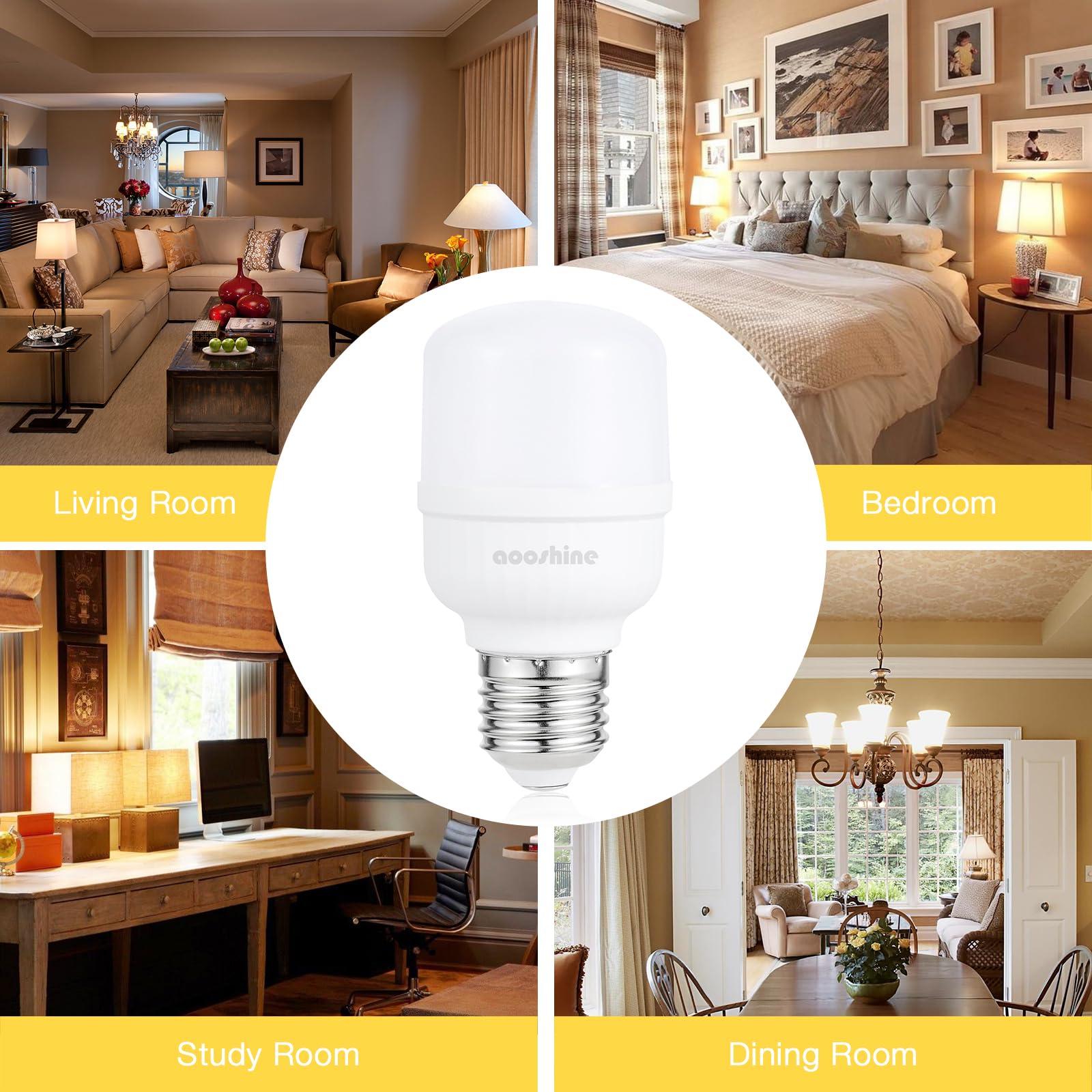 aooshine Q50 Dimmable LED Light Bulb, 3000K Warm White, E26 Base, 6W, 650 Lumens, Iron Material, 1 Pack