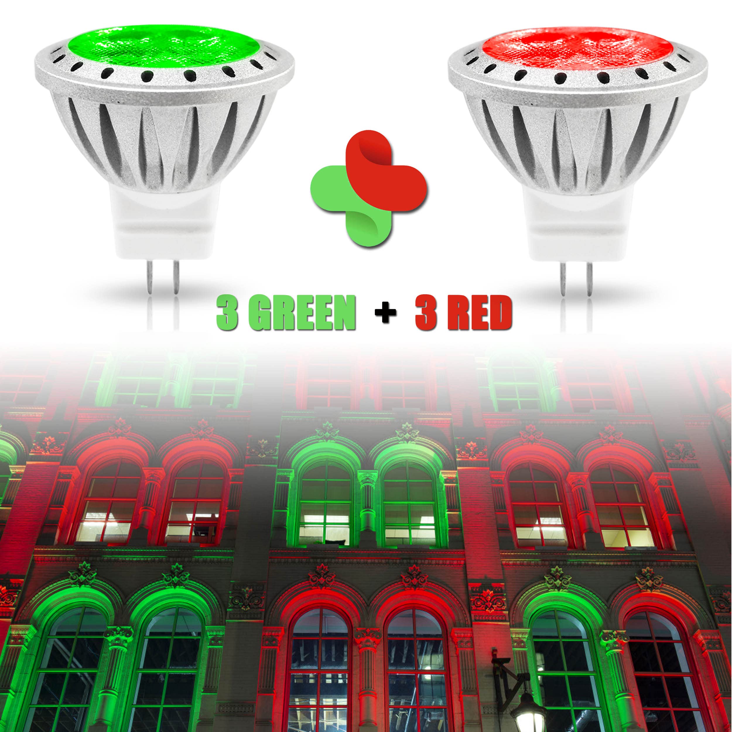 Alide Red Green Mr11 Gu4 Led Bulbs,Replace 10W 20W 35W Halogen,12V 3W Red Green Mr11 For Christmas Holiday Decoration Outdoor Landscape Lighting,30 Deg,6 Pack Mix