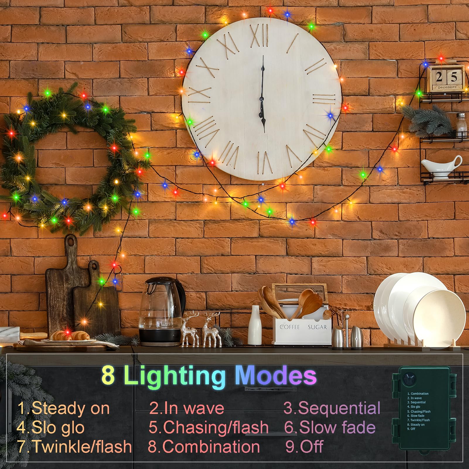 4 Pack String Lights Battery Powered, Each 23Ft 70 Led Christmas Lights With Timer 8 Modes Twinkle Fairy String Lights For Indoo