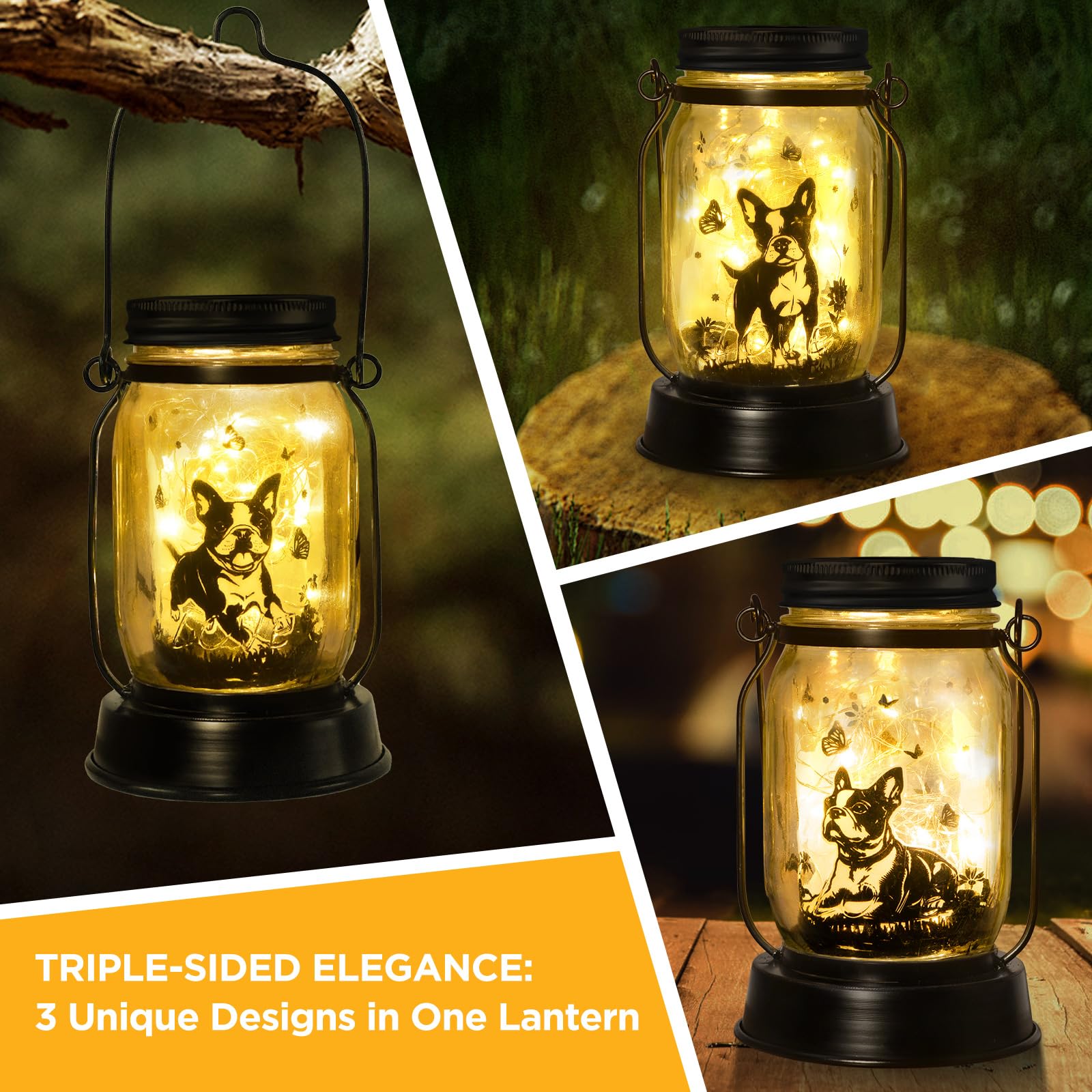 Boston Terrier Gifts For Women/Men Boston Terrier Solar Lanterns Mom Birthday Dog Lovers Lantern Pet Loss Dog Memorial Lights So