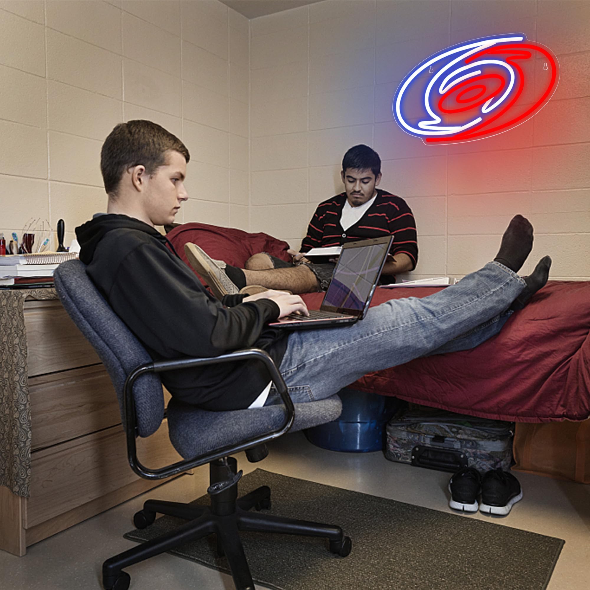 LALAON Neon Sign - Carolina Hockey Decor, 13.8*9.2in, Red and Blue Acrylic, Model ZKXD10003
