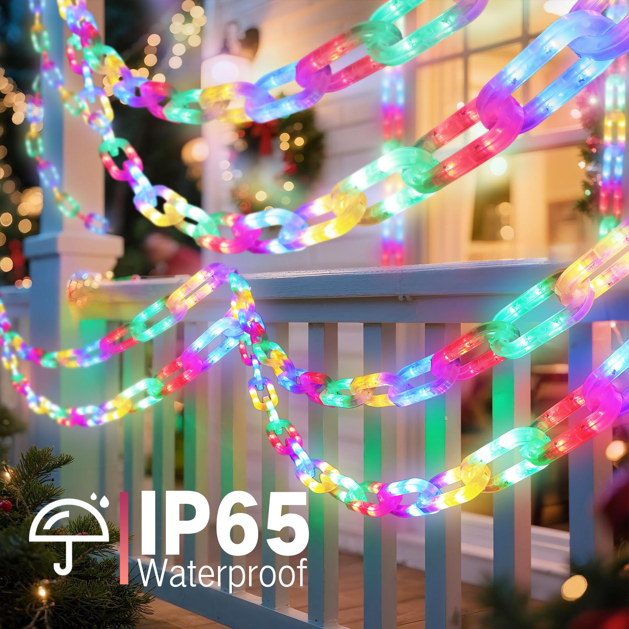 Solar Halloween Decorations Outdoor String Lights - 10 Ft 160 Led Plastic Chain String Lights With Waterproof  8 Lighting Modes And Timer Function Us protected design Product (Multicolor)