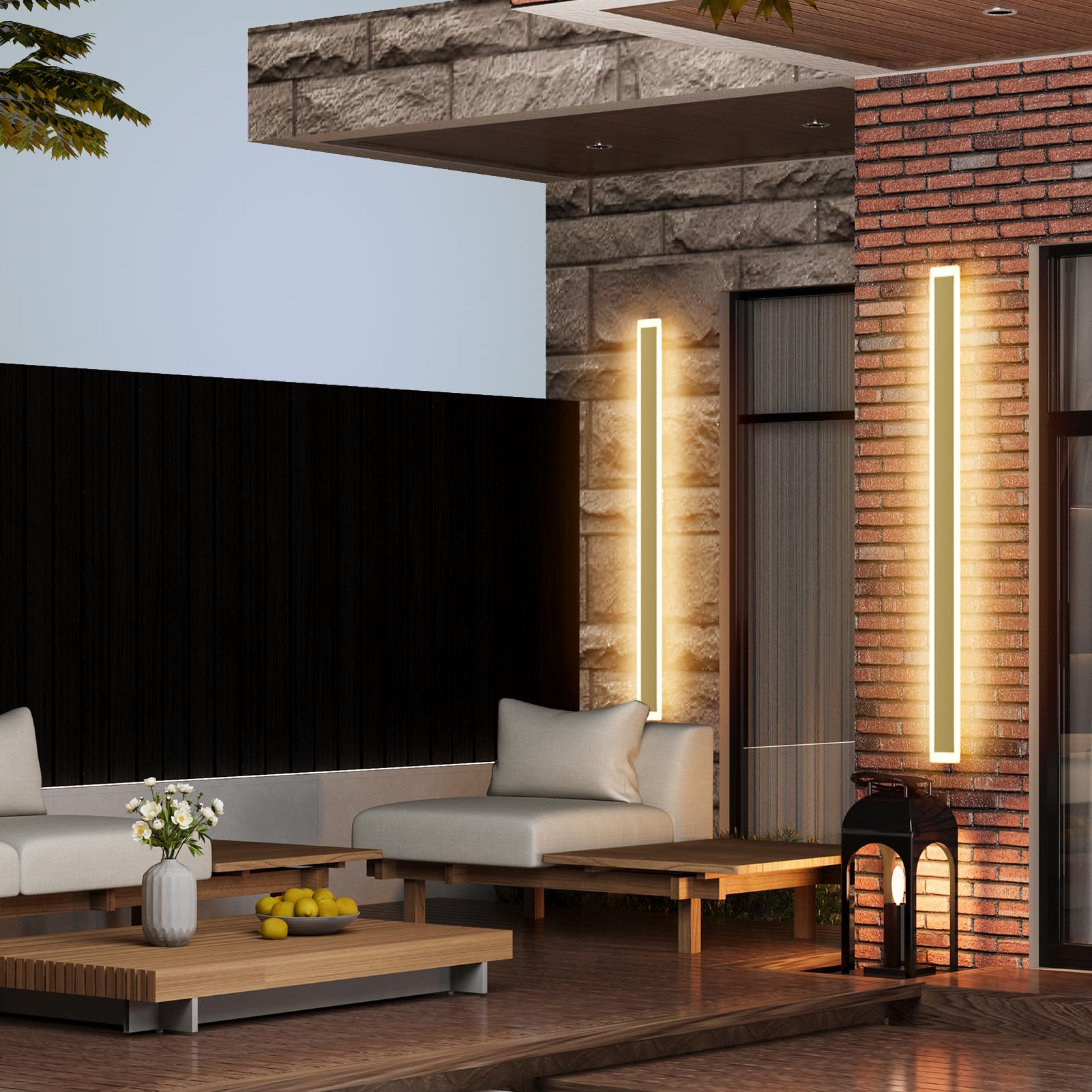 Aipsun Outdoor Wall Light Fixture, 59inch Modern Gold Sconce, enhanced Acrylic, Model bc0253bd-929b-486b-a05e-28b33ca2ccdd