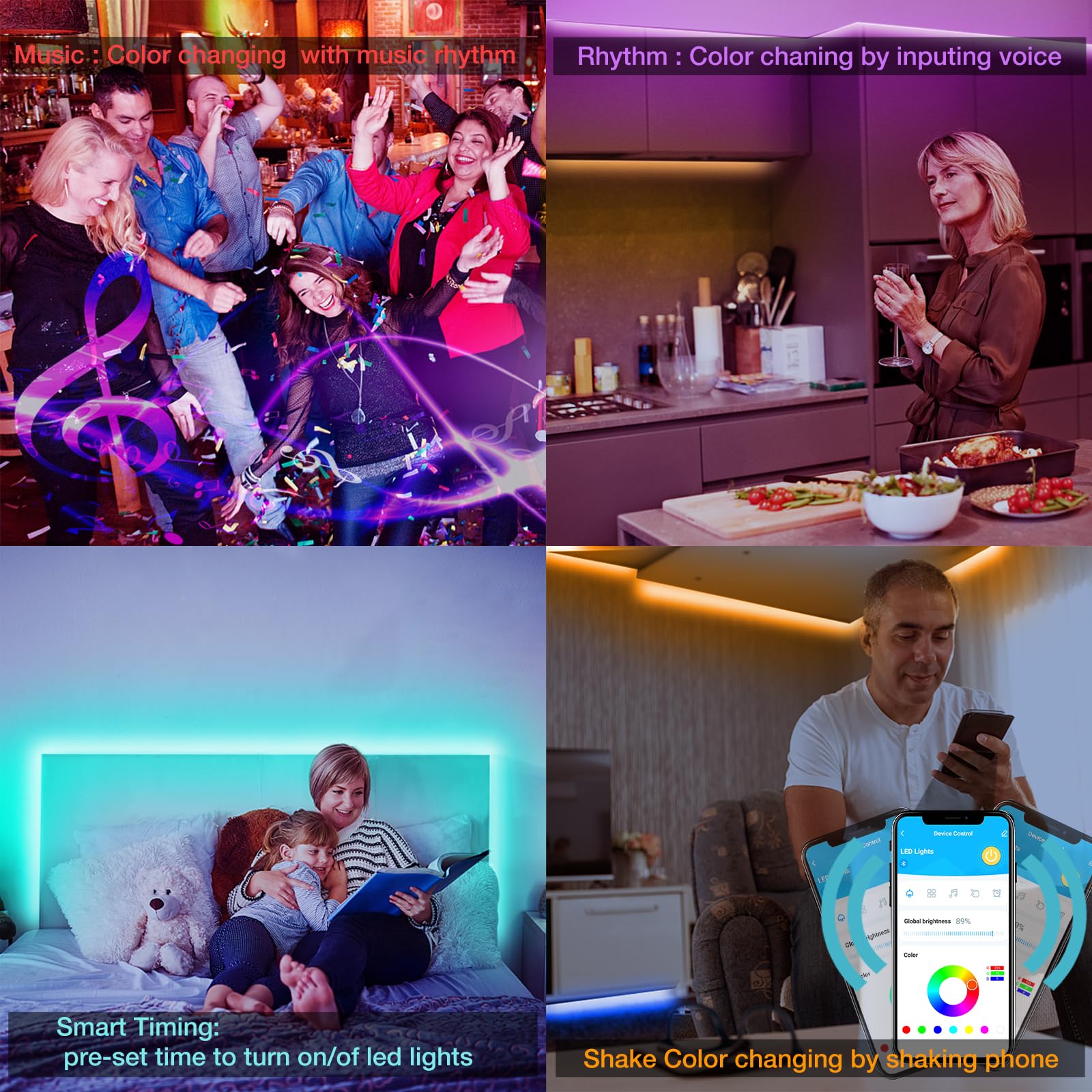 Daybetter Smart Rgb Led Strip Lights, 100Ft Led Lights For Bedroom With App Control, Multicolor Changing Led Light Strips Apply