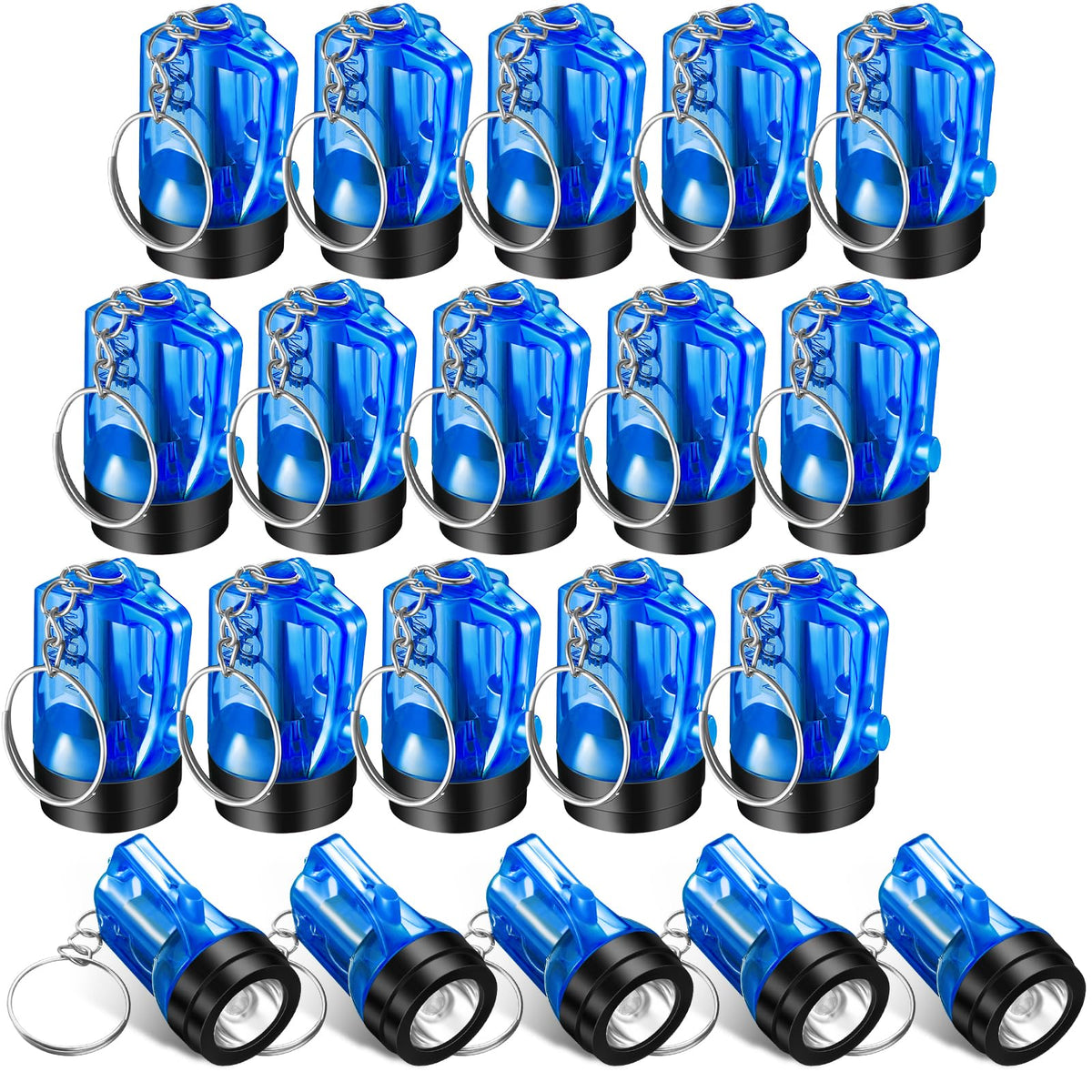 Ecation 20 Pcs Mini Flashlight Keychains Bulk Plastic Portable Handheld LED Key Chains for Birthday Party Favors(Blue)