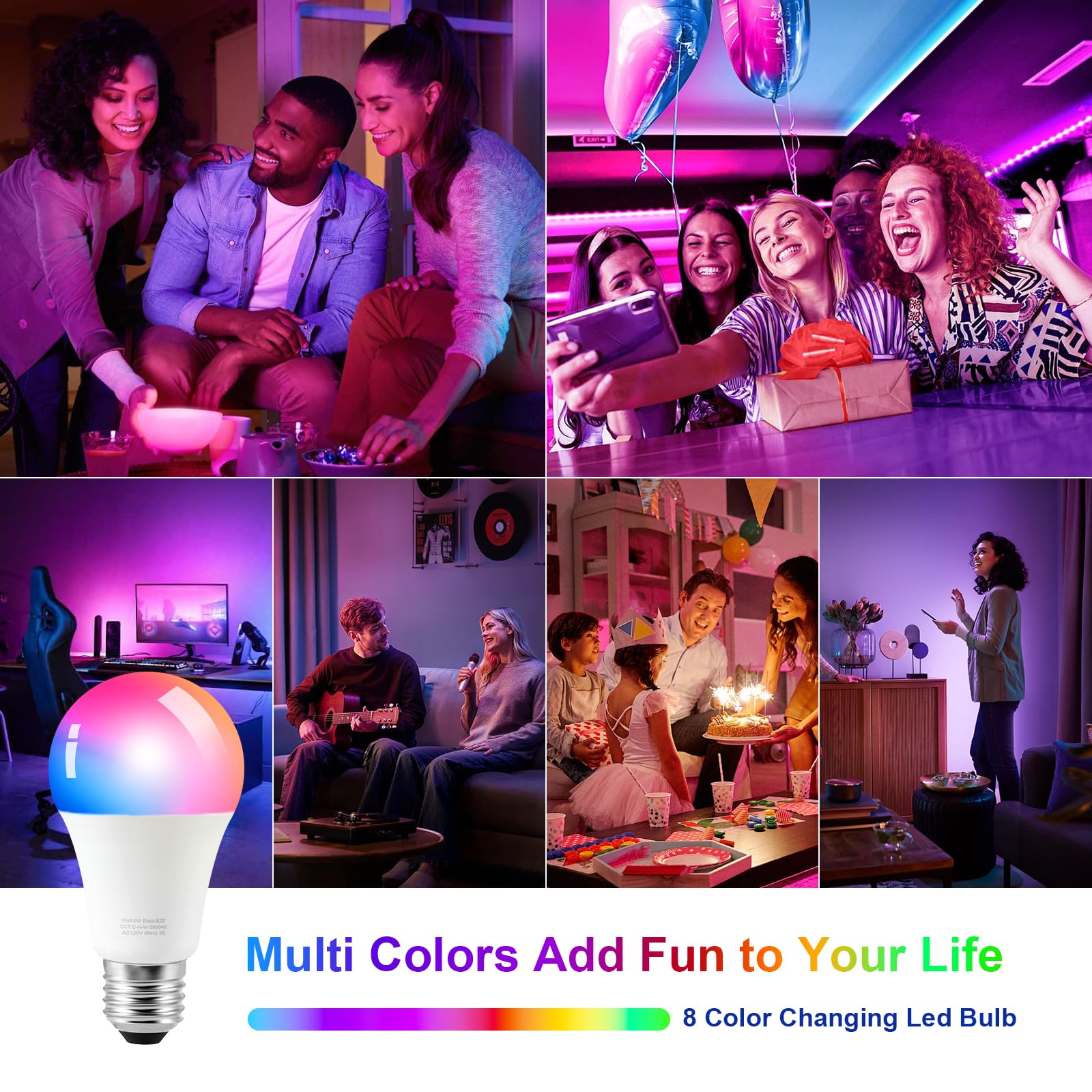 Ambimall 64'' RGB Floor Lamp with Remote Control, Stepless Dimming, Metal, White Shade & Black Pole, Model RPT-ZGB50515