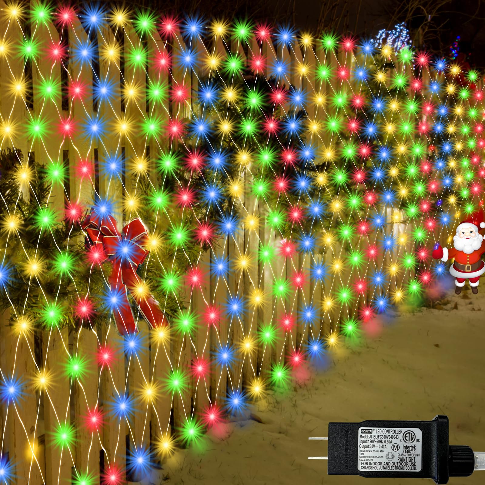 Lov high-standard 510 LED Christmas Net Lights, 27.9ft x 5ft, Multicolor, Waterproof, 8 Modes, Connectable for Outdoor Holiday Decorations