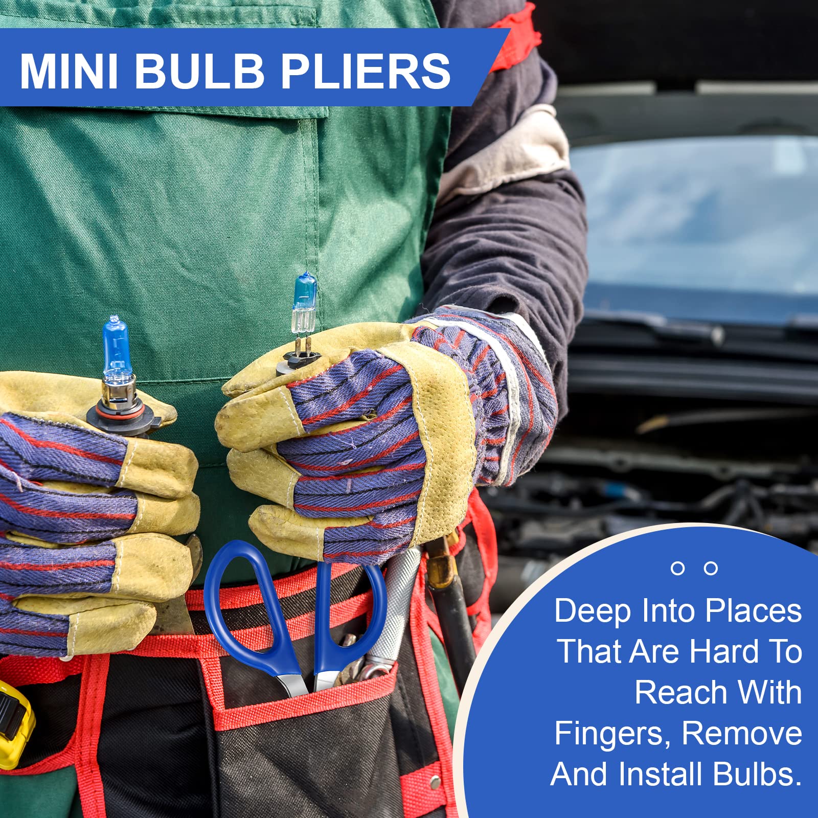 Mini Light Bulb Removal Tool Halogen Bulb Pliers, Car Dashboard Interior Light Bulb Extractor Tool, Broken Bulb Extractor Tool, Common To Removing Hard Reach Miniature Bulbs (Blue)