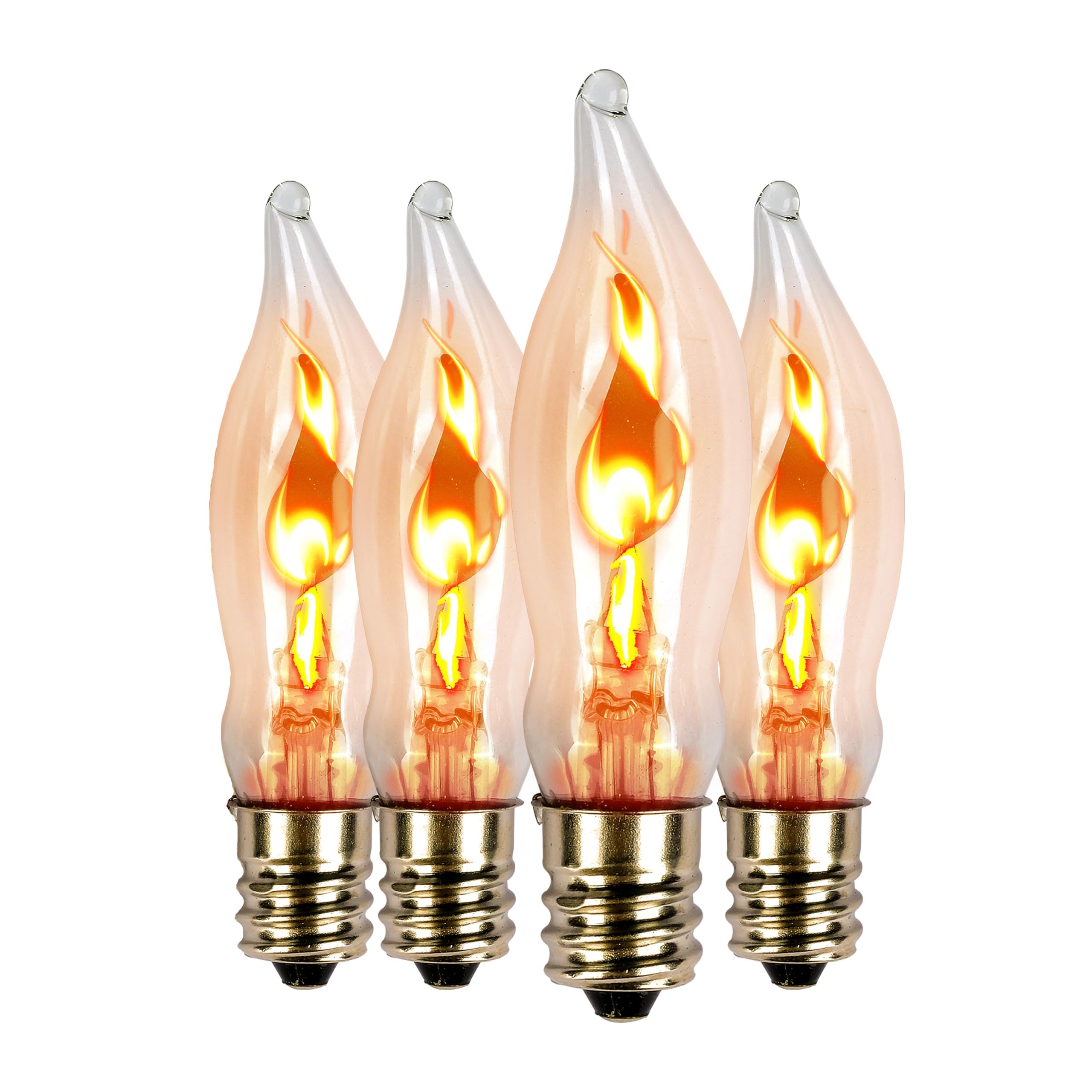 OHLGT Flicker Flame Light Bulb for Hallowwen Christmas Decorative 3 Watt, 120V, E12 Flame Candelabra Light Bulbs(4 Packs)