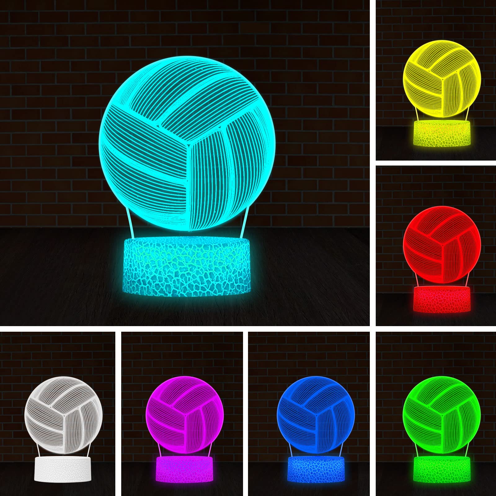 SHANJIANKE Volleyball 3D Night Light Touch Control - 7 Colors Auto Gradient Night Light,Kids Night Light Suitable for Home Outdo