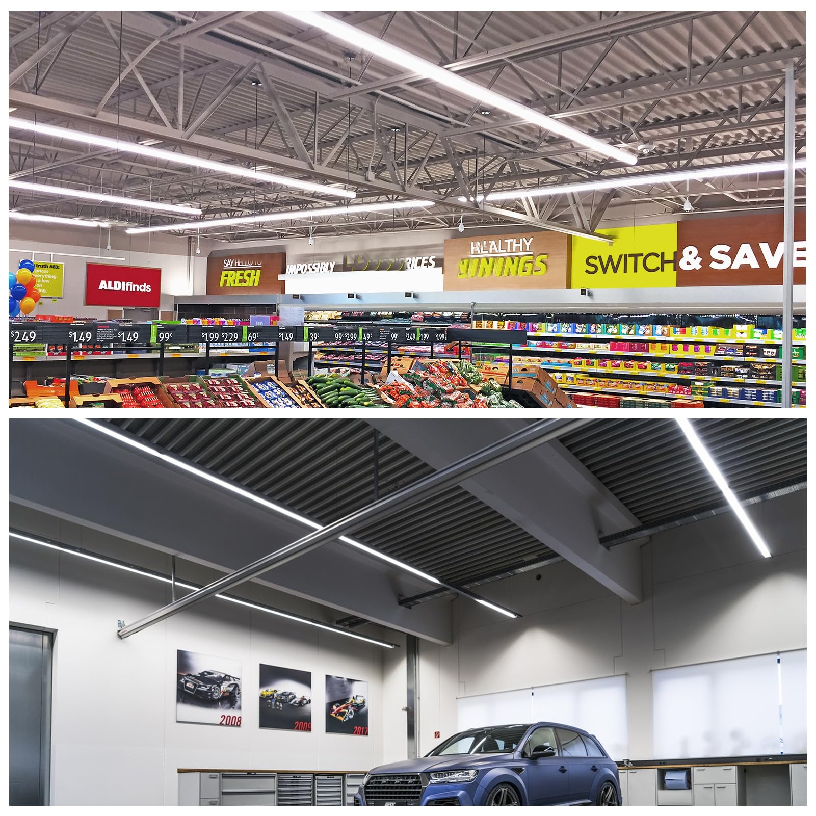 Cnsunway 4Ft Led Shop Light, 48W 6300Lm 6500K Super Bright, D Shape, 6 Pack T8 Led Tube Lights, Clear Cover, High Output, Linkab