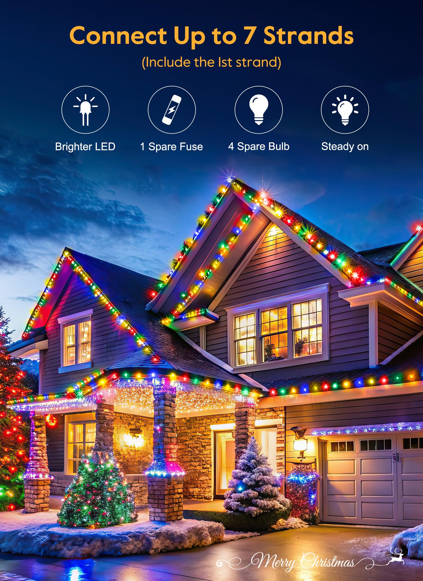 Vintage C9 Led Christmas Lights Outdoor, 100 Feet C9 String Lights With 100 Shatterproof C9 Bulbs, Waterproof Connectable Commer