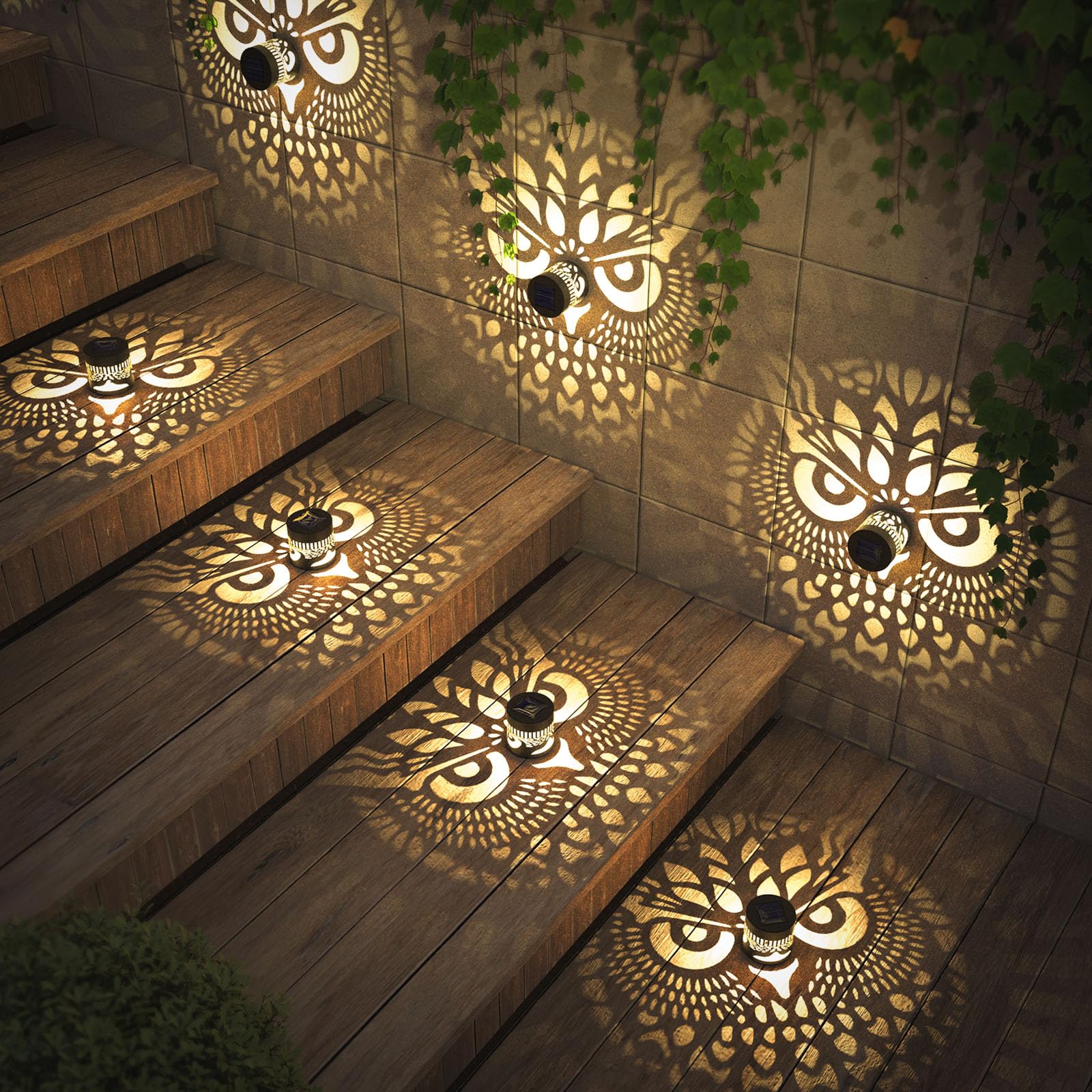 Gardencave Solar Fence Lights - 4 Pack Owl Theme Waterproof Outdoor Decor, Model Fence1