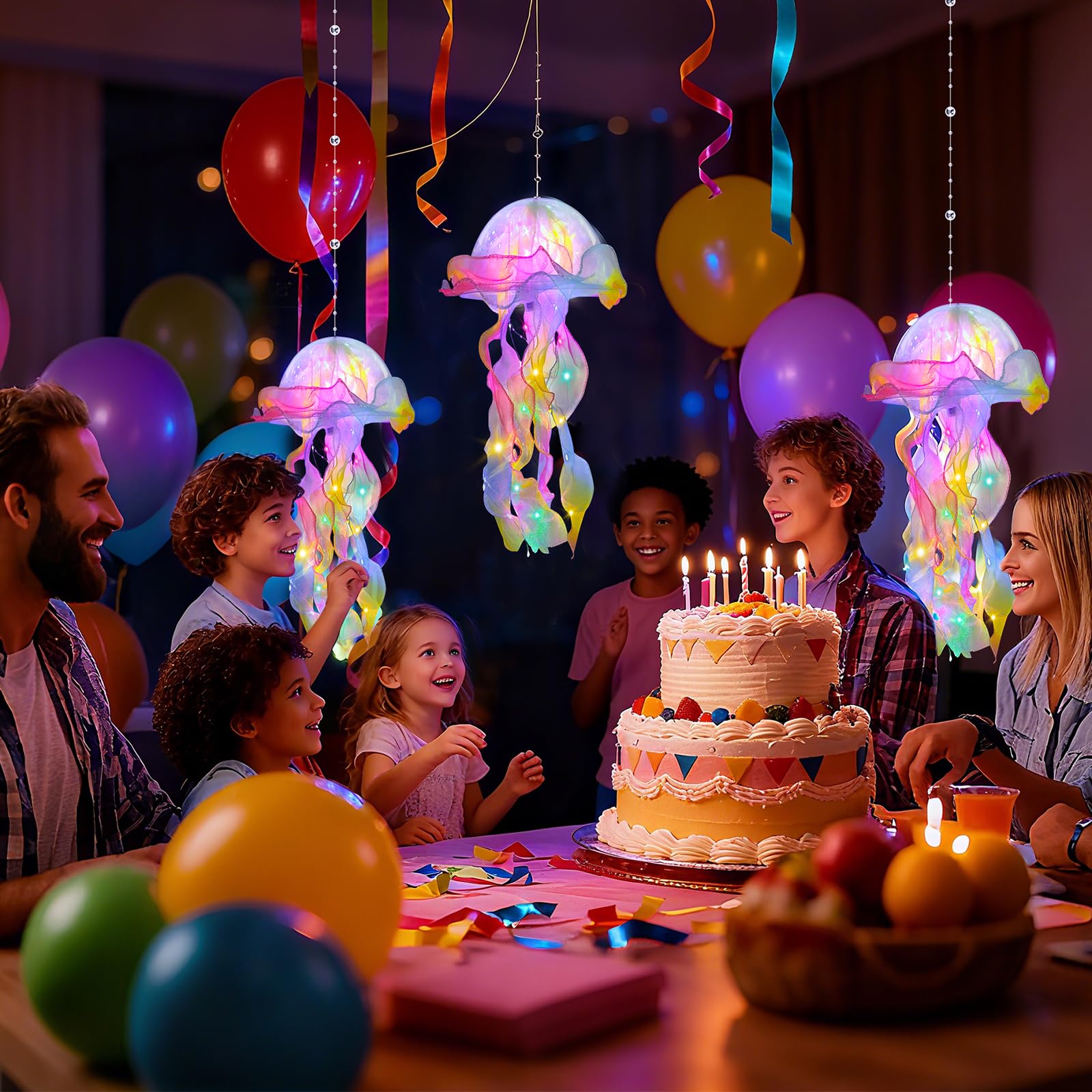 Awatin Jellyfish Decor  Rainbow Jellyfish Lanterns - Hanging Jelly Fish Decoration For Mermaid Theme Party & Under The Sea Party Decorations  Birthday Gift Supplies For Women Girls Baby