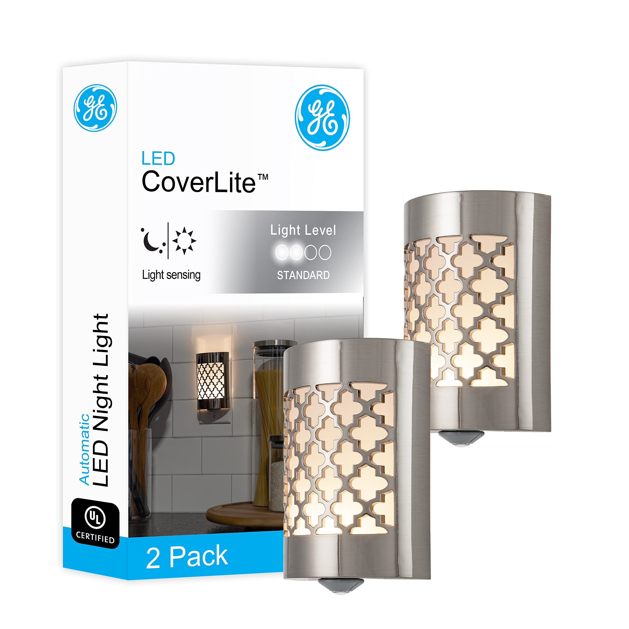 Ge Coverlite Led Night Light, Plug-In, Dusk To Dawn Sensor, Home Decor, Led Lights For Bedroom, Bathroom, Kitchen, Hallway, 2 Pa