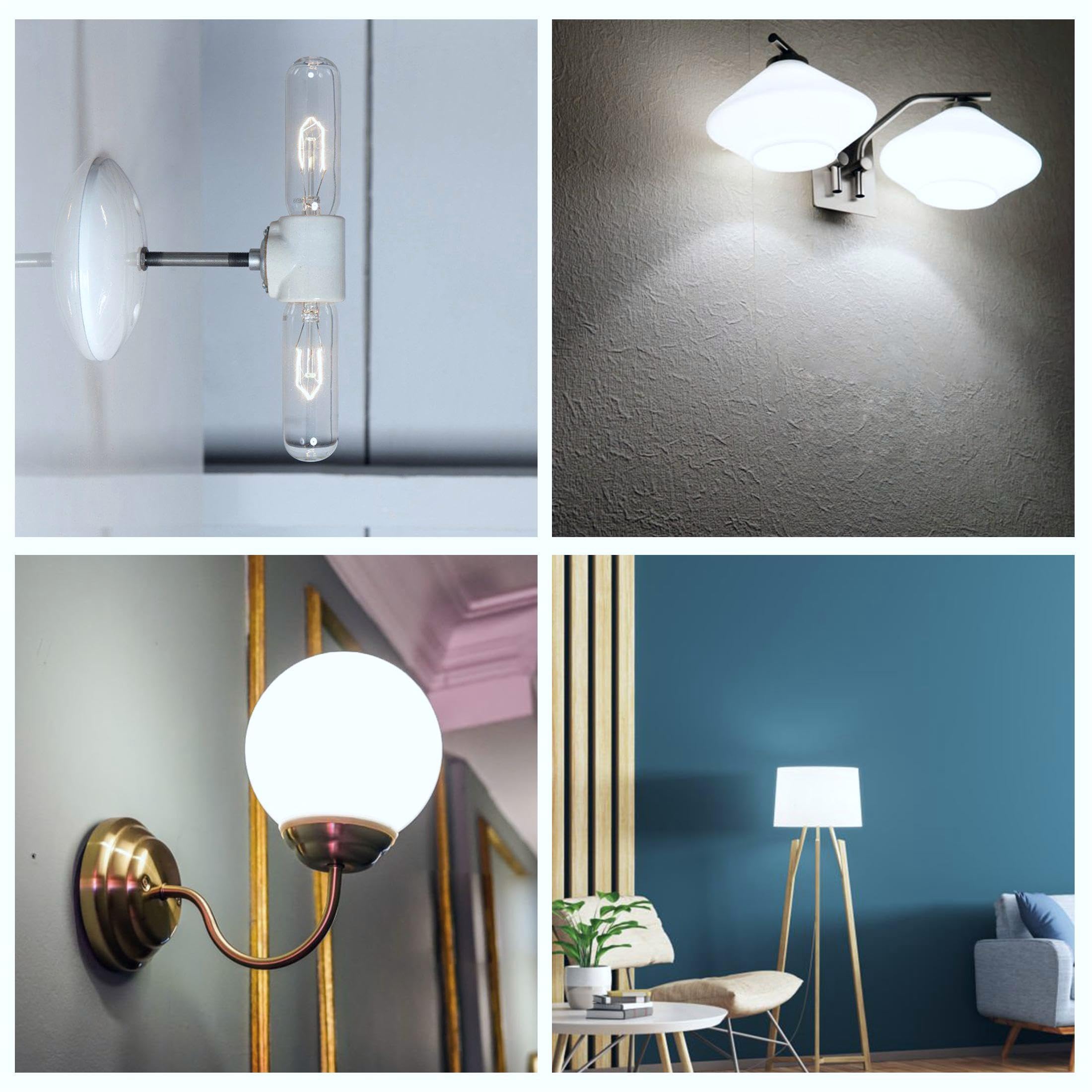 NOVELUX 5 Inch Edison Bulb, 6000k Neutral White, 6W Dimmable T10 Clear Glass, 6 Pack for Vanity Lights, Sconces, Pendant