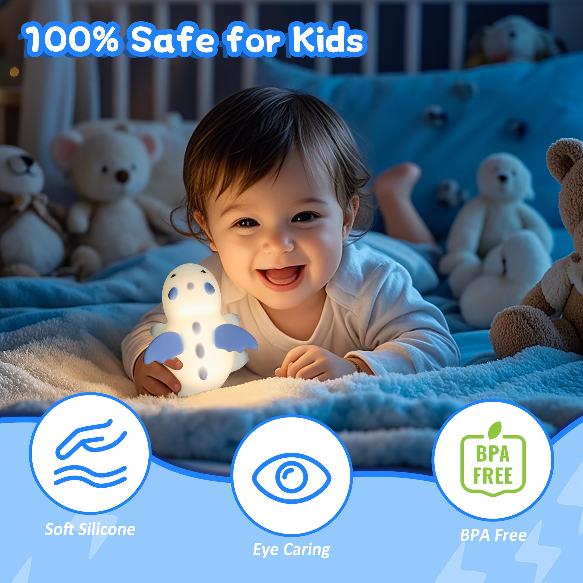 Attivolife Dragon Night Light For Kids  Cute Soft Silicone Touch Lamp With 8 Color & Dimmable & Timer  Portable Nursery Bedroom Bedside Decor Led Light  Birthday Xmas Gifts For Baby Toddler Boy Girl